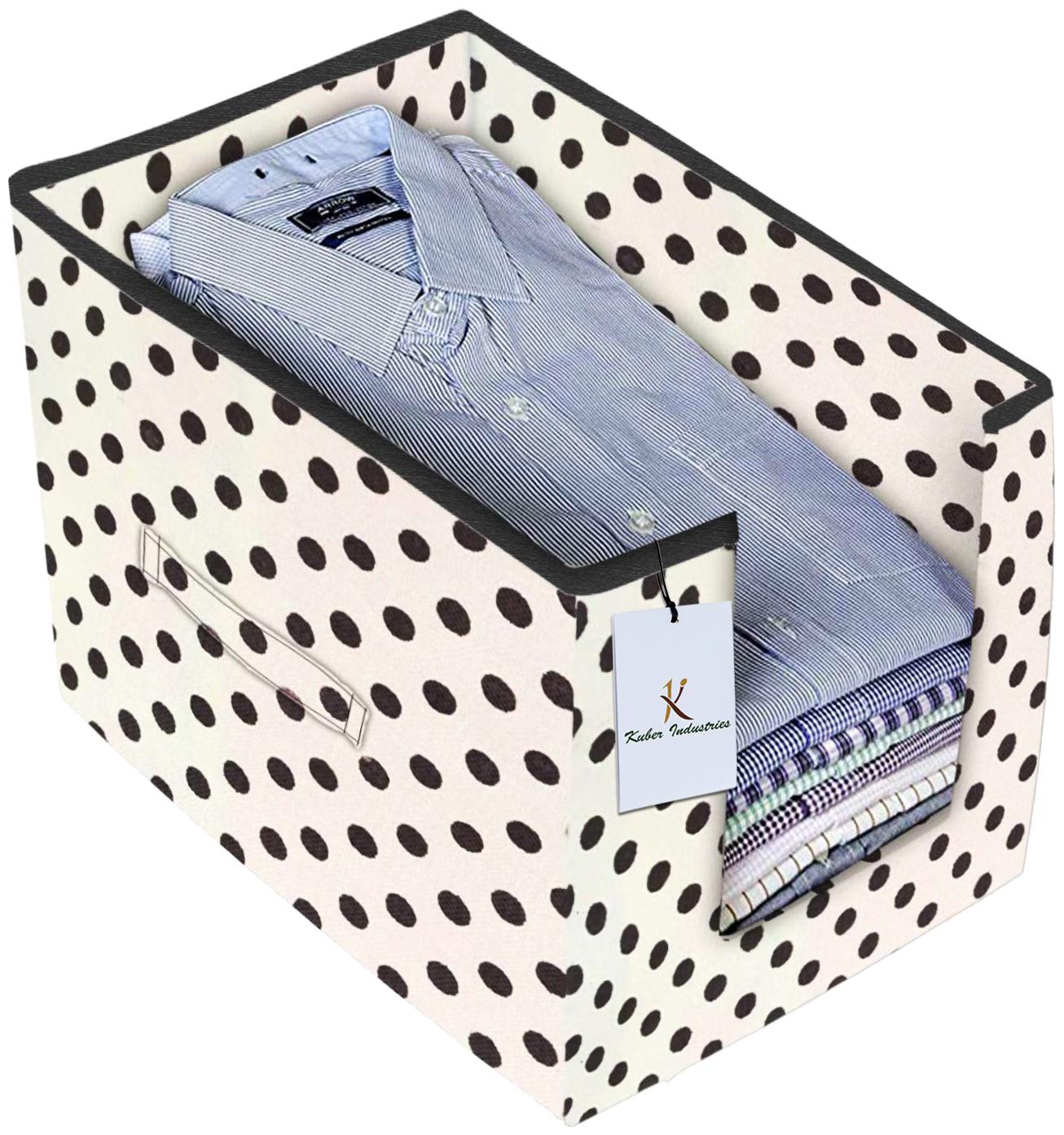 

Kuber Industries Polka Printed Non Woven Shirt Stacker Wardrobe Organizer Set (Ivory) - CTHH16803
