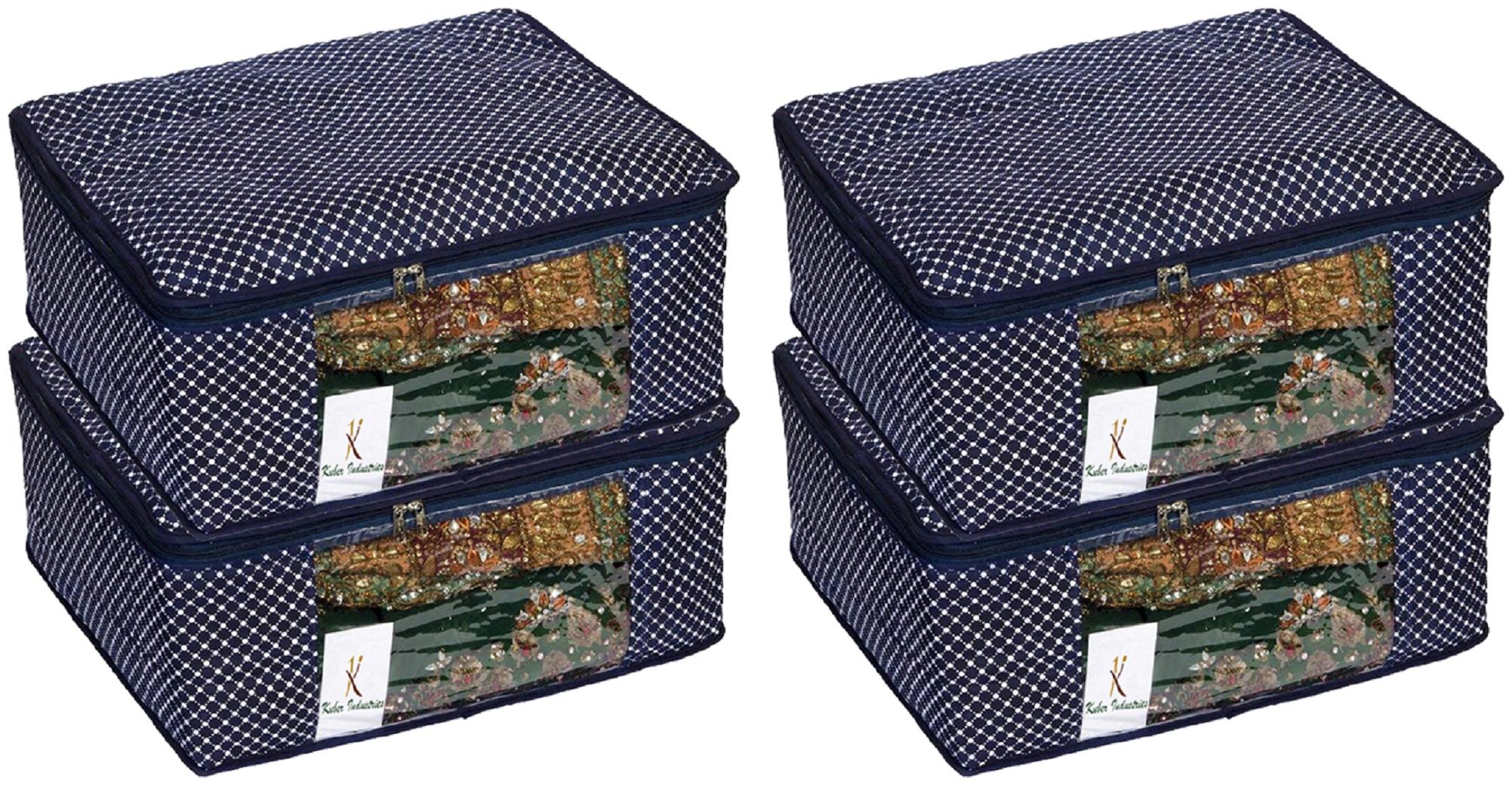

Kuber Industries Cotton 4 pcs Hathkadi Print Saree Cover (Dark Blue) CTHH18892