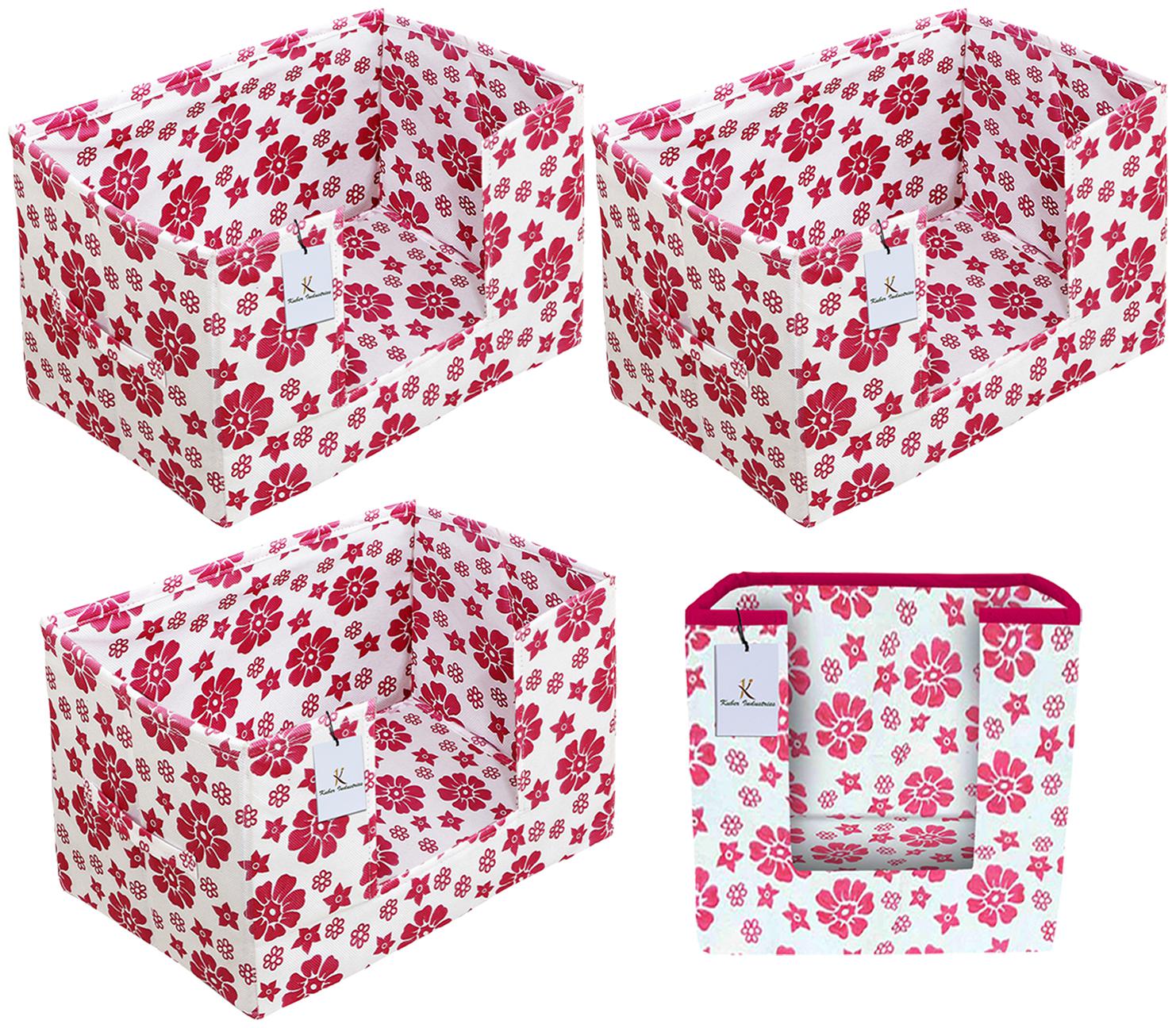 

Kuber Industries Flower Printed Non Woven 1 pc Shirt Stacker And 3 pc Foldable Rectangle Cloth Saree Stacker Cloth Wardrobe Organizer Wardrobe Organizer (Pink) - CTHH17572