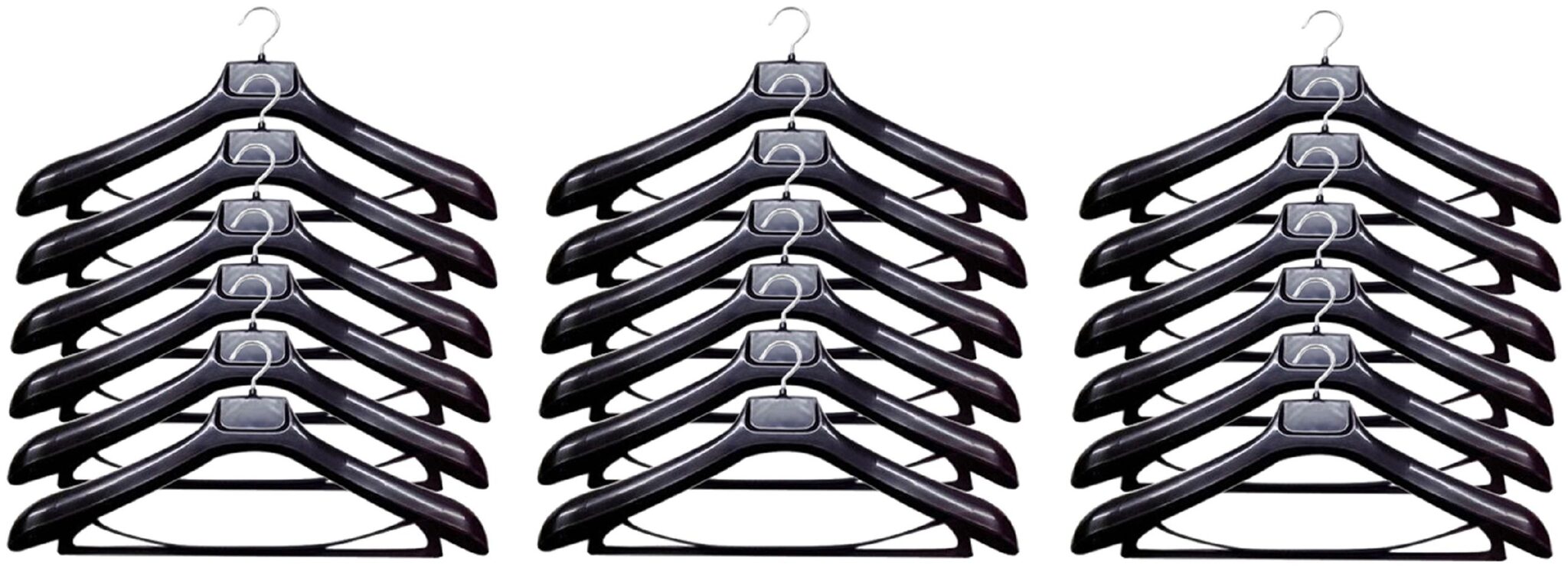 

Kuber Industries Plastic 18 pcs Hangers for Wardrobe 19 Inches 47x22x7 CM-(Black) CTHH10199