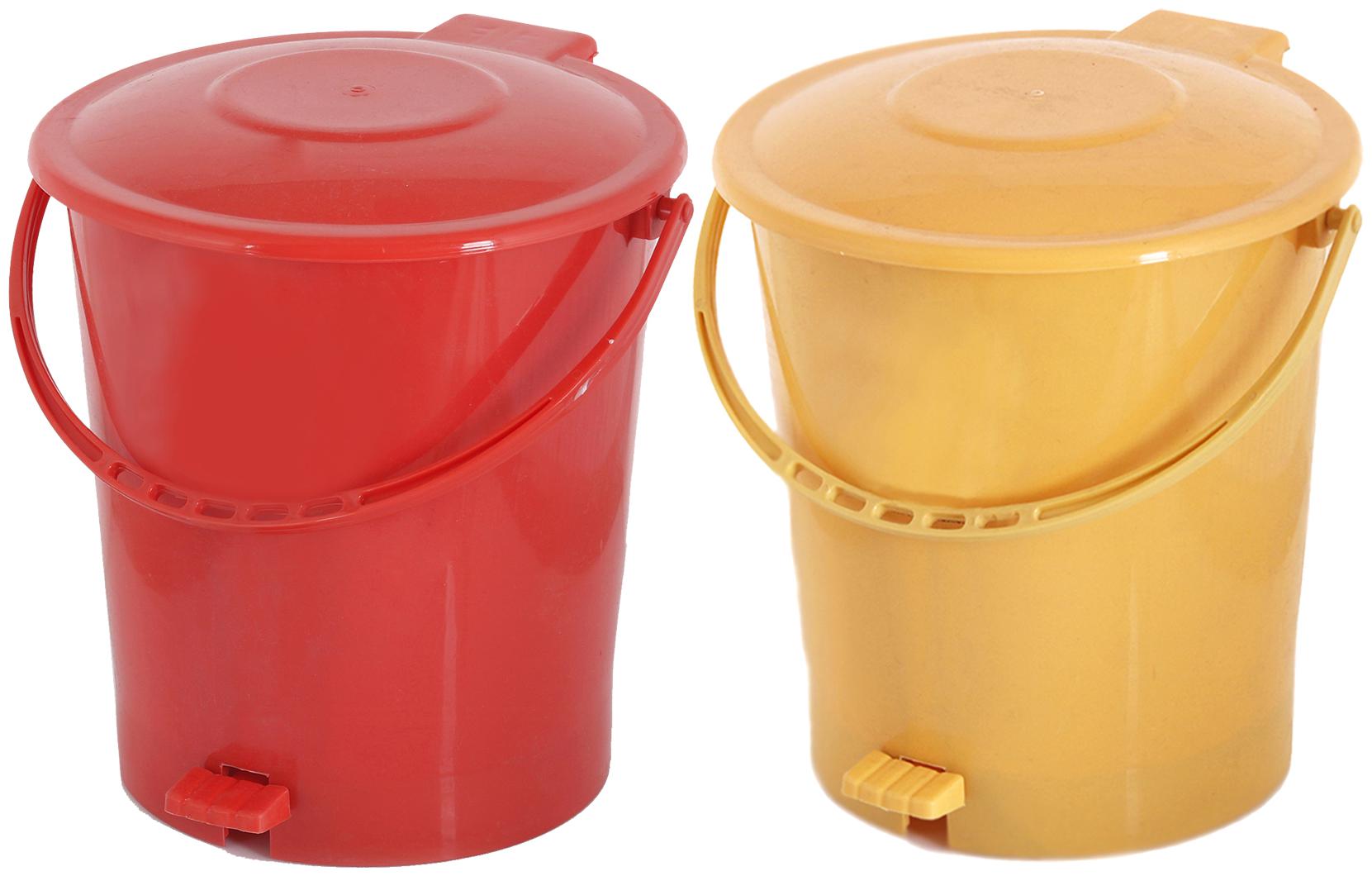 

Kuber Industries 2 pcs Plastic Dustbin Garbage Bin with Handle 10 L (Yellow Red) - CTHH16379