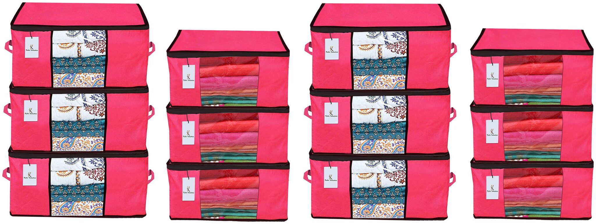 

Kuber Industries Non Woven 6 pcs Saree Cover And 6 pcs Underbed Storage Bag Cloth Organizer For Storage Blanket Cover Combo Set (Pink) - CTHH17867