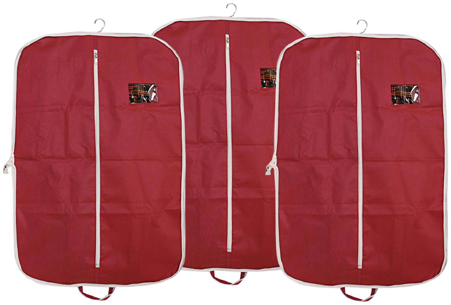 

Kuber Industries 3 pcs Foldable Non Woven Coat Blazer Cover (Maroon) CTHH10082
