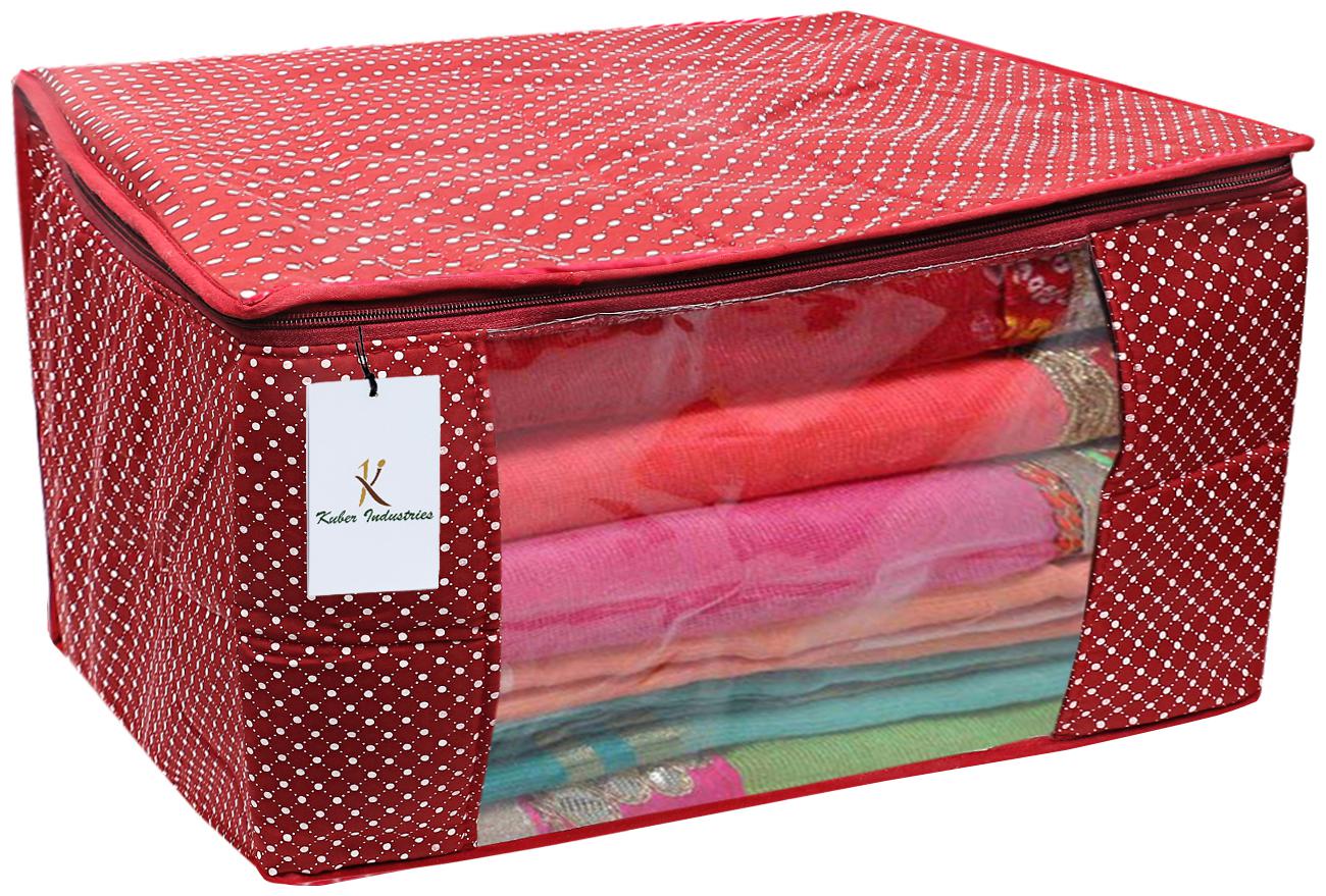 

Kuber Industries Cotton Three Layer Quilted Extra Large Saree Cover (Maroon)- CTHH22055