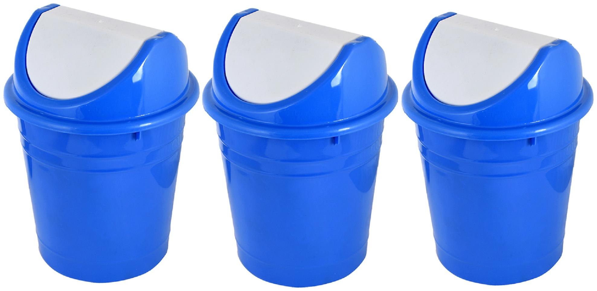 

Kuber Industries Plastic 3 pcs Medium Size Swing Lid Garbage Waste Dustbin for Home Office Factory 10 L (Blue) - CTHH18094