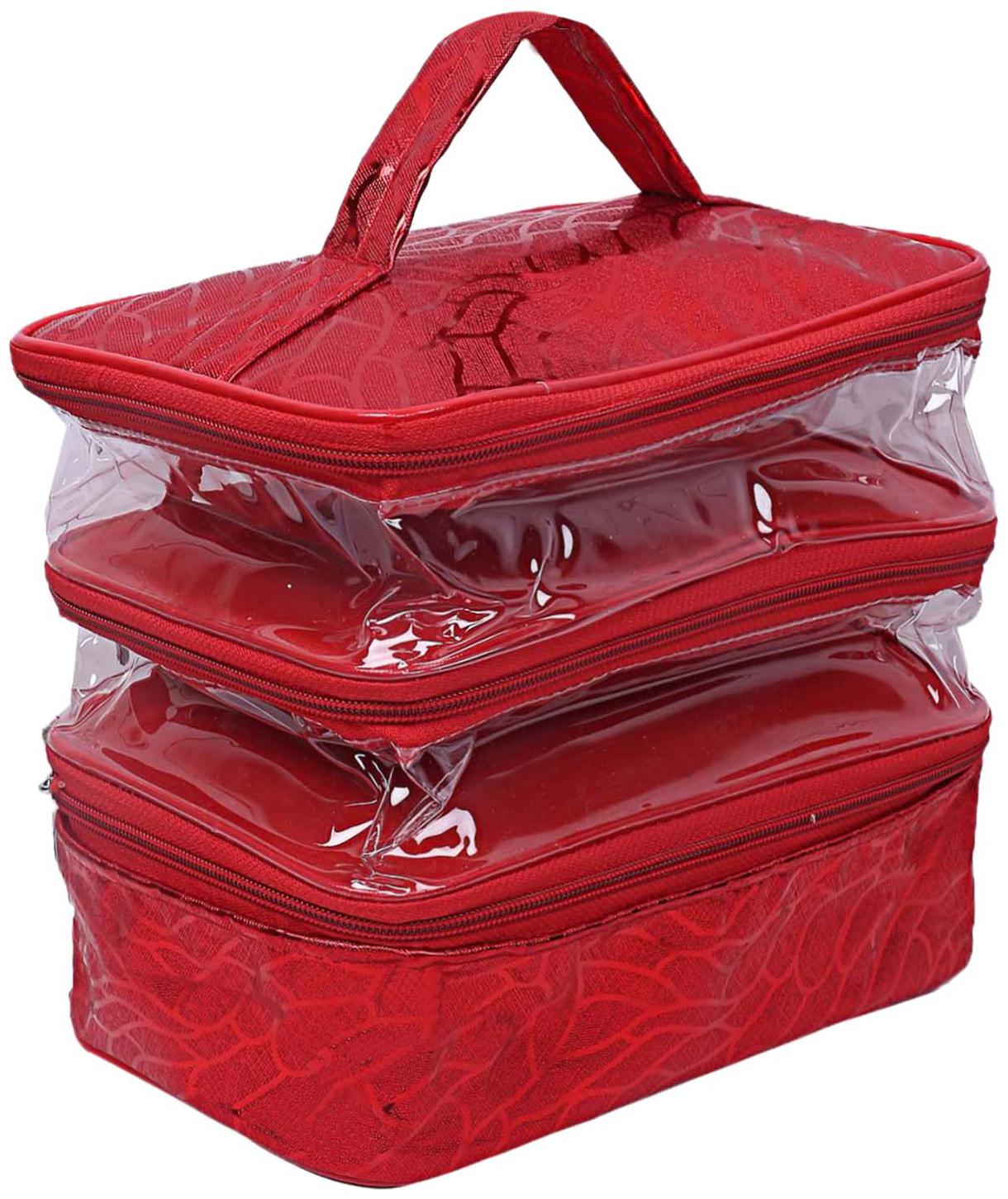 

Kuber Industries Laminated Transparent PVC Make Up Kit Cum Jewellery Kit (Maroon)- CTHH12729