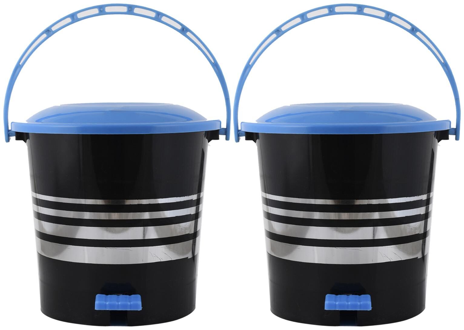 

Kuber Industries 2 pcs Plastic Dustbin Garbage Bin with Handle 10 L (Blue) - CTHH17401