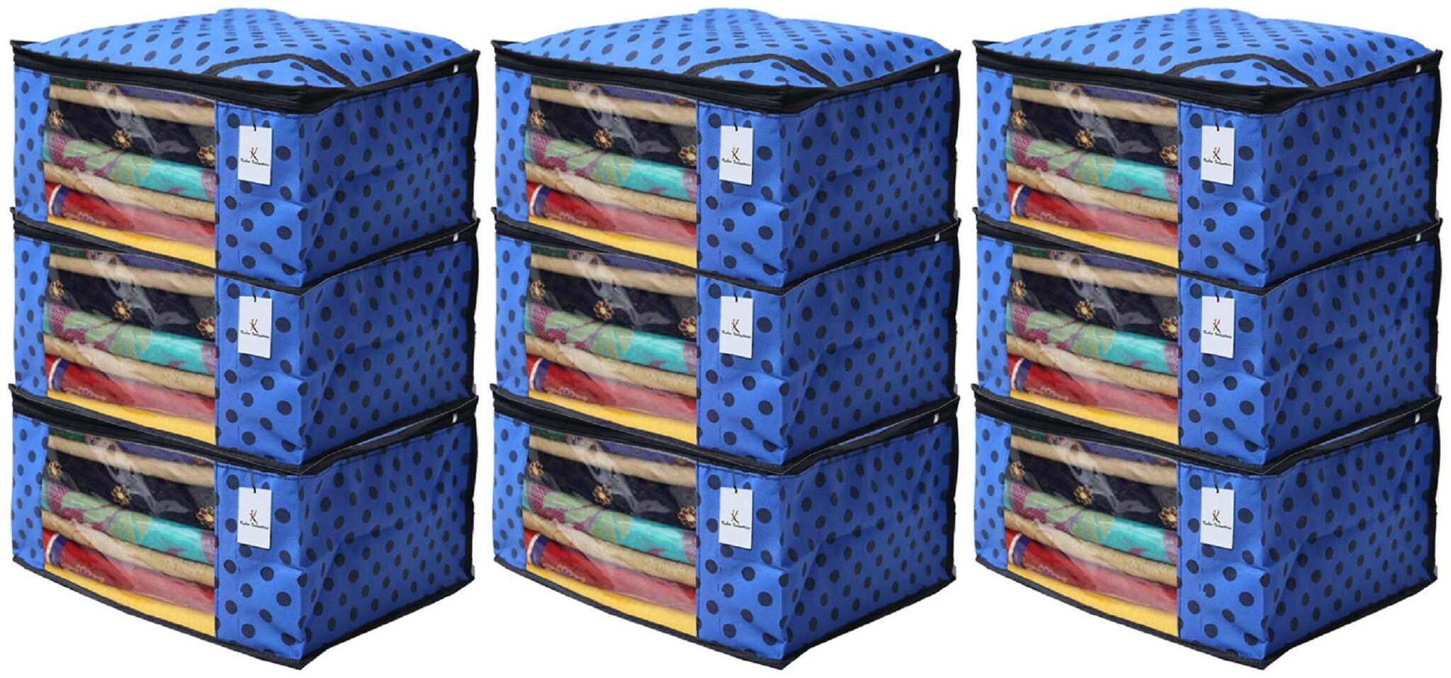 

Kuber Industries 9 pc Non Woven Saree Cover Set Royal Blue CTHH11699