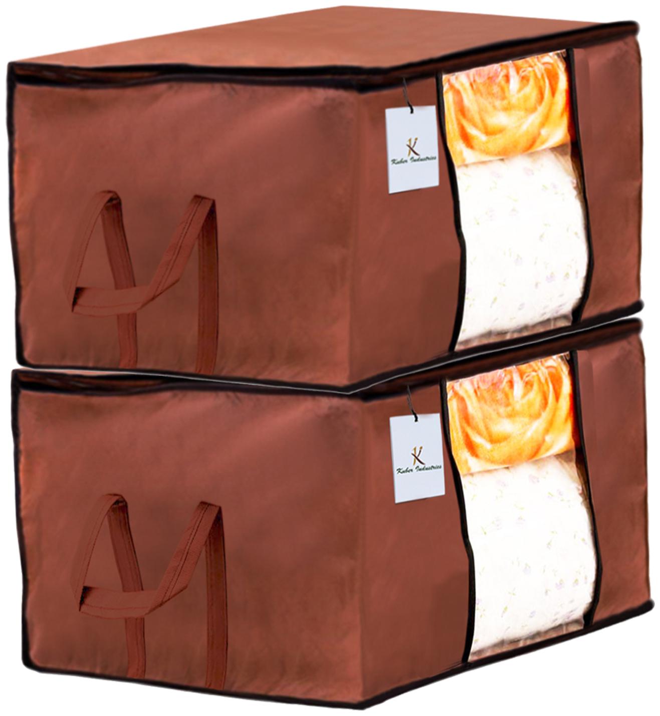 

Kuber Industries Underbed Storage Bag Storage Organiser Blanket Cover Set of 2 - Dark Brown Extra Large Size CTHH14262