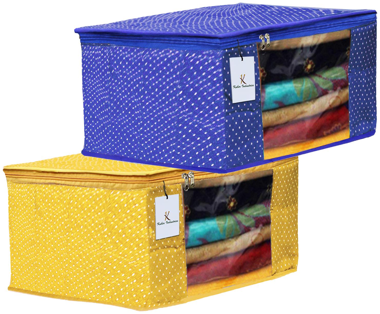

Kuber Industries Polka Dots 2 pcs Cotton 3 Layered Quilted Saree Cover (Yellow Royal Blue) - CTHH14875