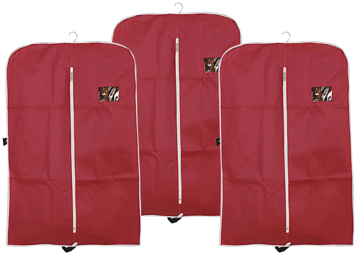 

Kuber Industries 3 pcs Non Woven Coat Blazer Cover (Maroon) CTHH10114