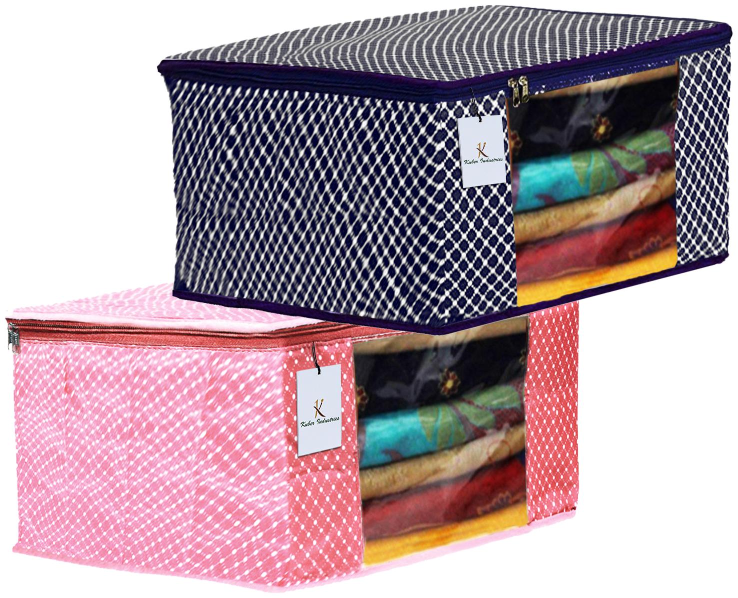

Kuber Industries Polka Dots 2 pcs Cotton 3 Layered Quilted Saree Cover (Peach Blue) - CTHH14852