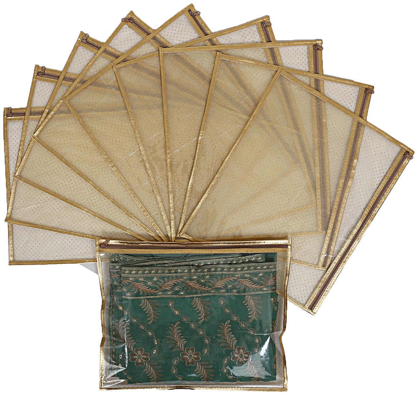

Kuber Industries PVC 12 pcs Single Packing Saree Cover (Gold)- CTHH10623