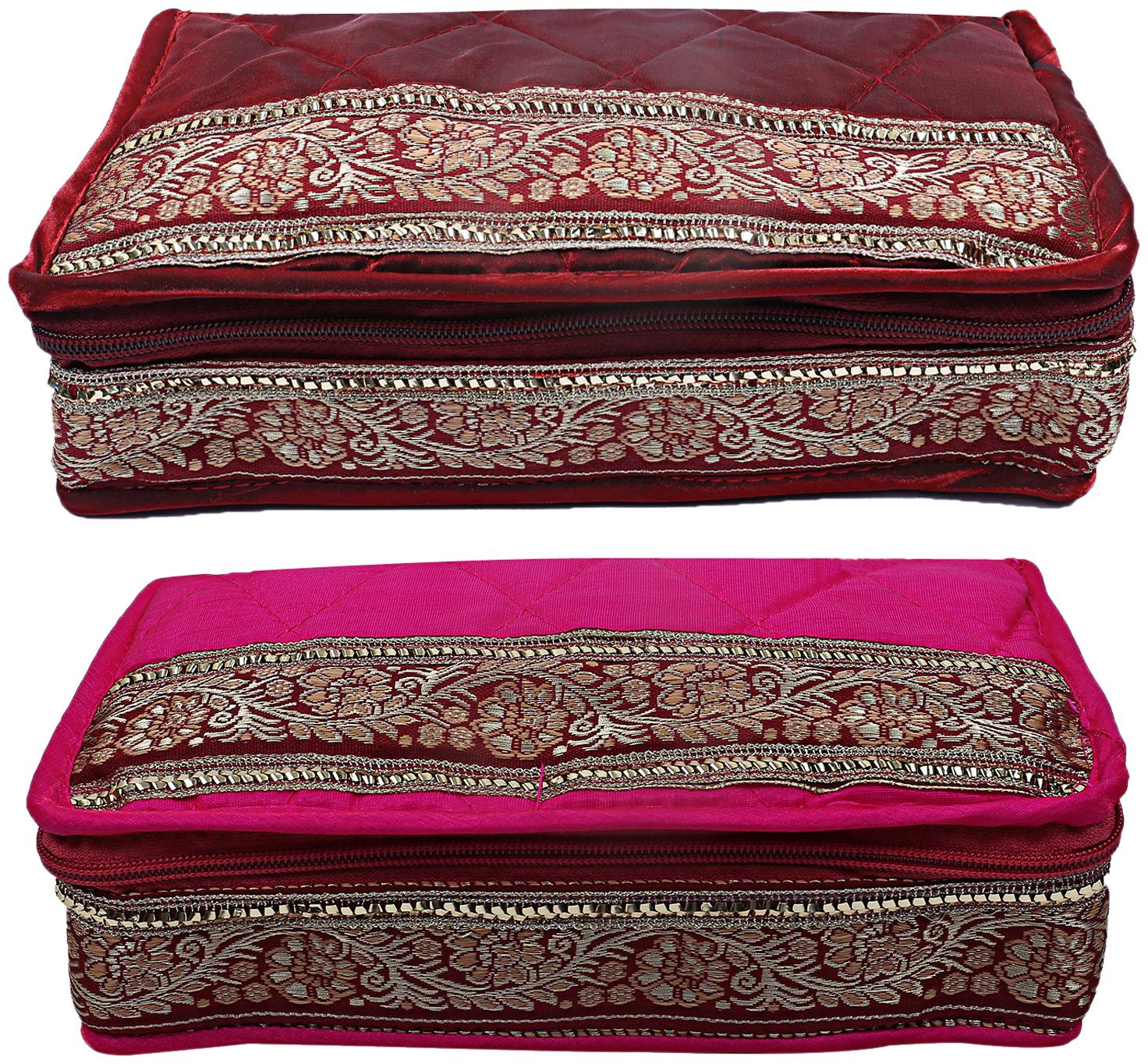 

Kuber Industries Satin 2 Pieces Jewellery Kit (Pink Maroon) -CTLTC11065 CTHH12517