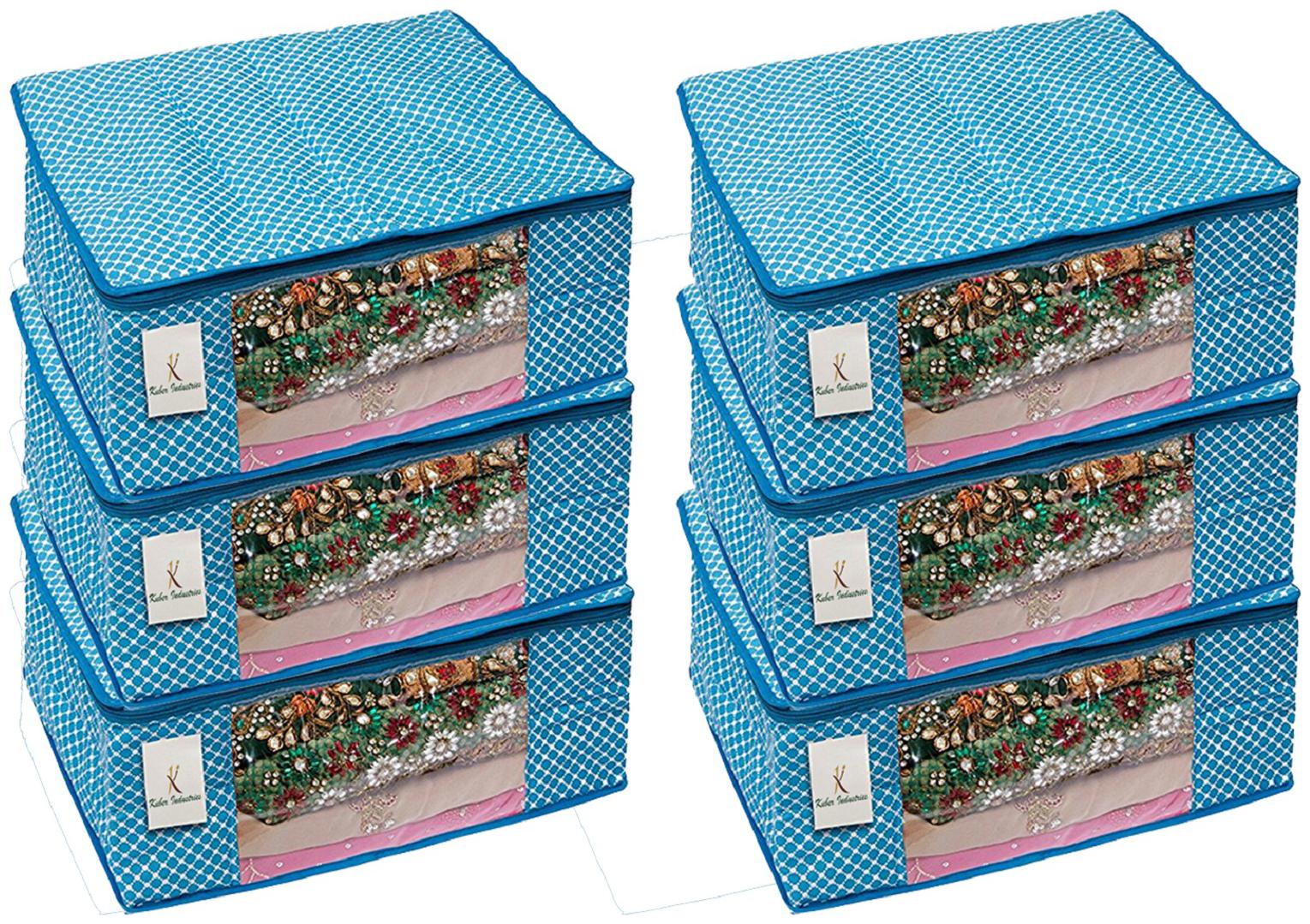 

Kuber Industries Cotton 6 Pcs Hathkadi Print Saree Cover (Blue) CTHH11368