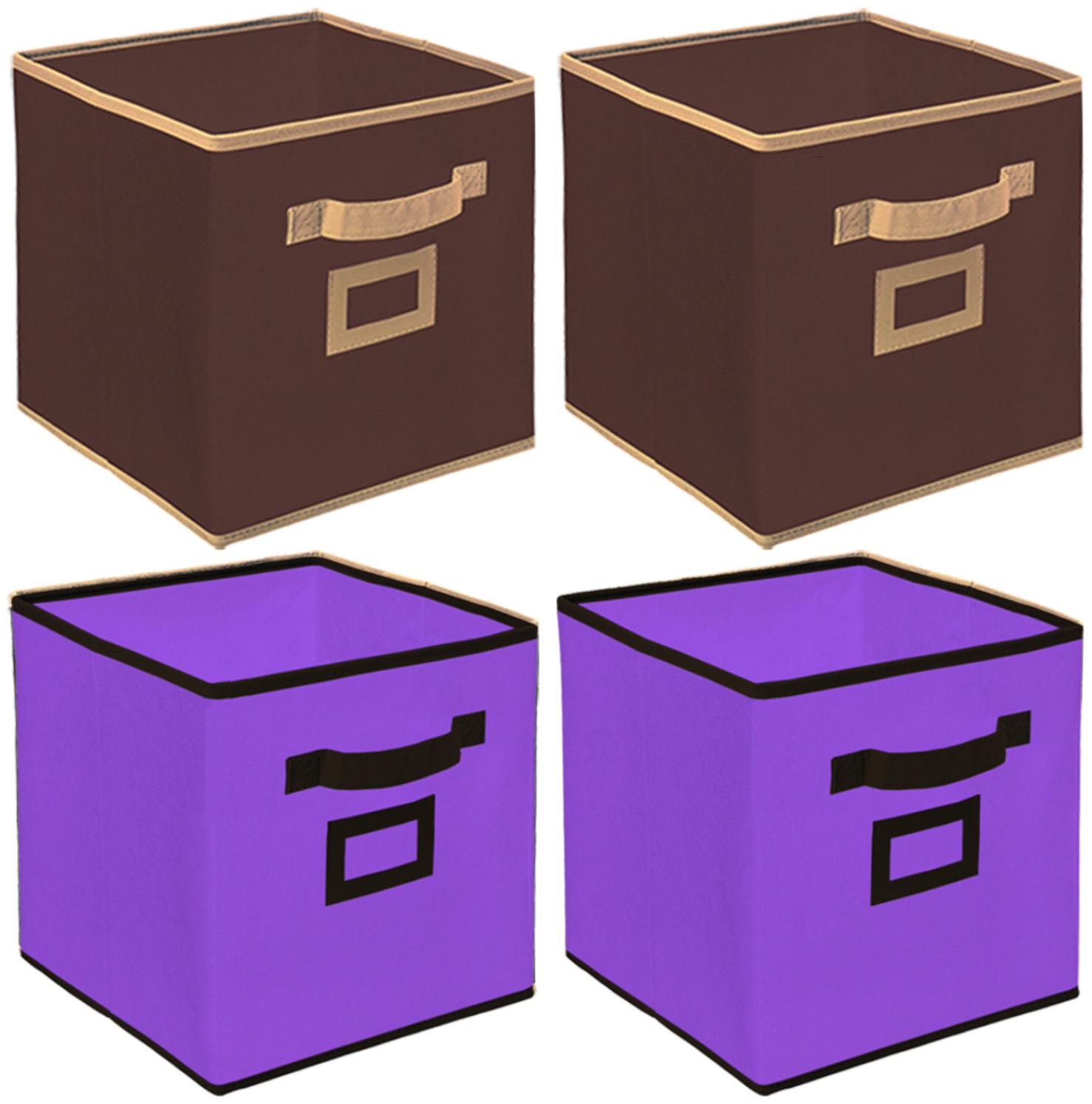 

Kuber Industries Non Woven 4 pcs Large Foldable Storage Organiser Cubes Boxes (Coffee Purple) - CTHH16996