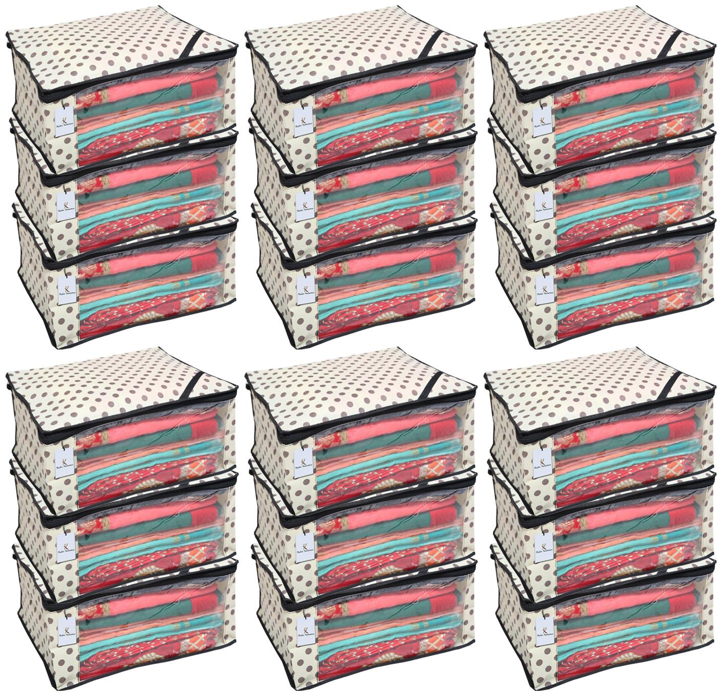 

Kuber Industries 18 pc Non Woven Saree Cover Set Ivory CTHH11723