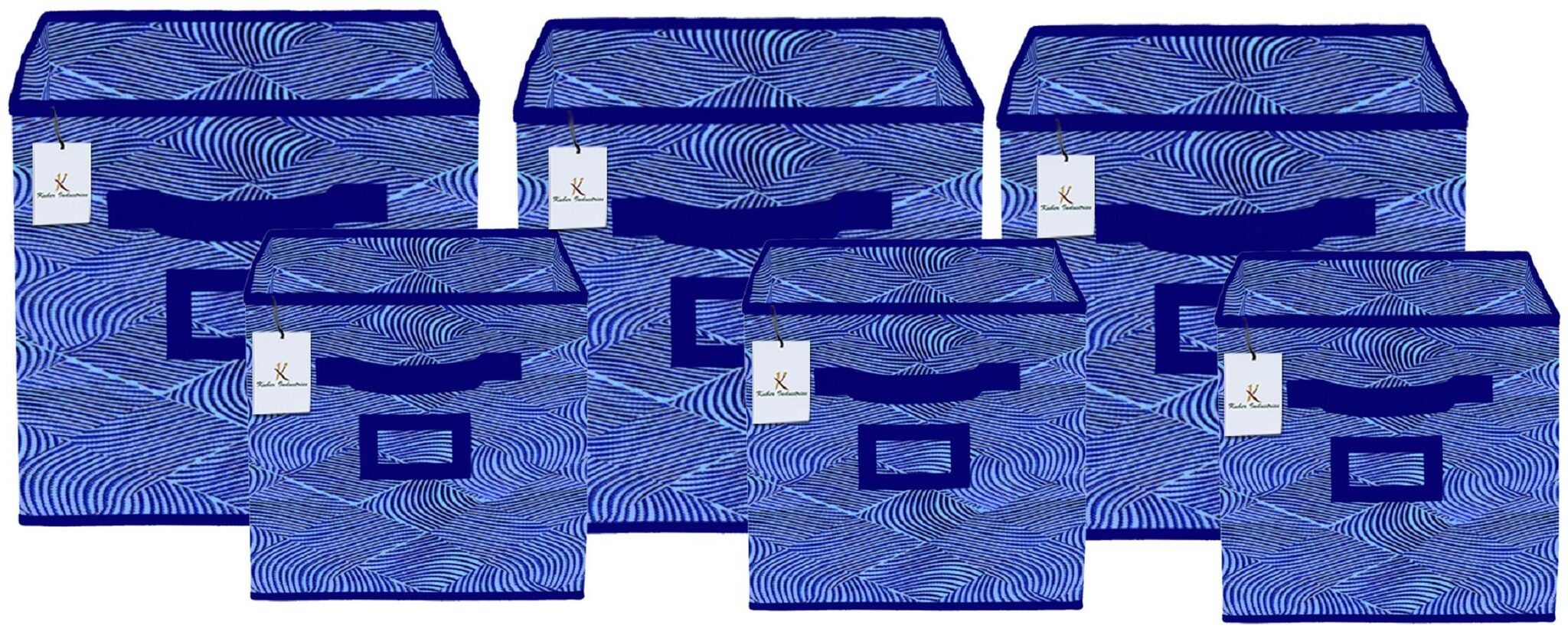 

Kuber Industries Laheriya Design Non Woven 6 pcs Small Large Foldable Storage Organiser Cubes Boxes (Blue) - CTHH17168