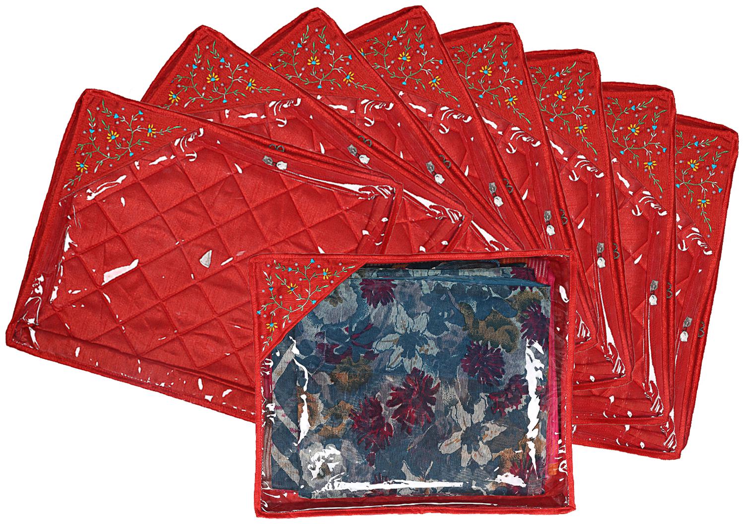 

Kuber Industries Silk 9 Pieces Single Packing Saree Cover (Red) -CTLTC10603 CTHH12076