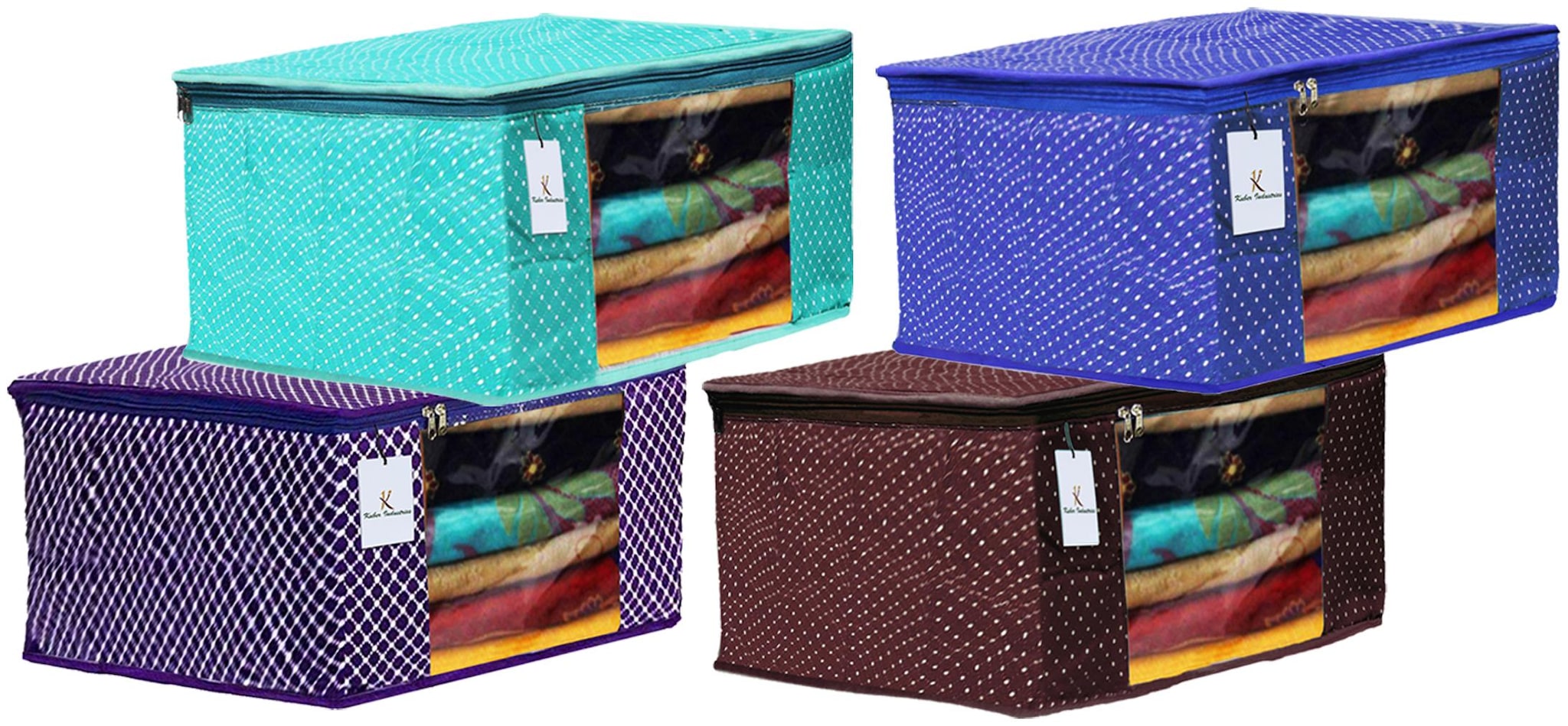 

Kuber Industries Polka Dots 4 pcs Cotton 3 Layered Quilted Saree Cover (Purple Green Brown Royal Blue) - CTHH14949