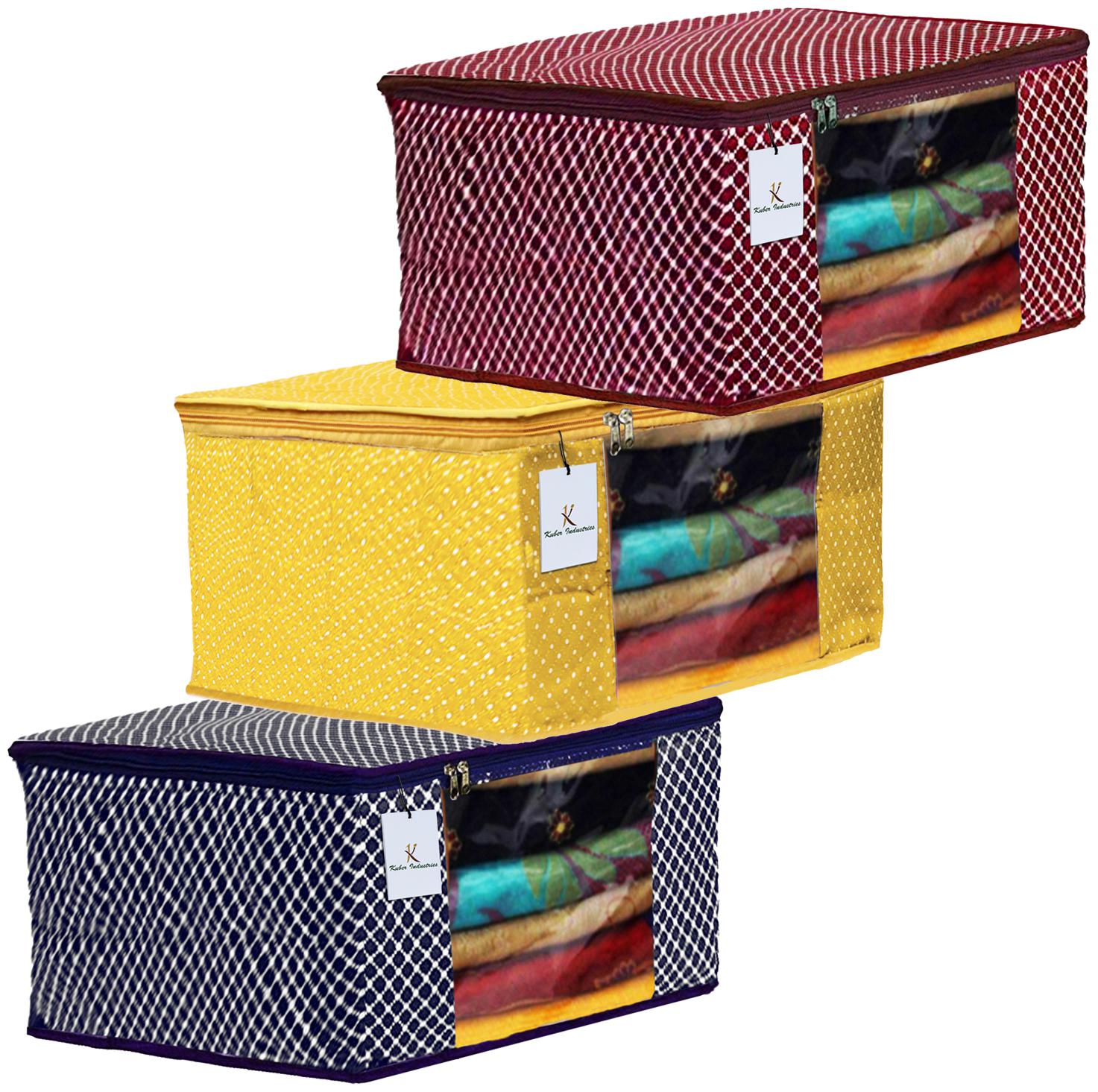

Kuber Industries Polka Dots 3 pcs Cotton 3 Layered Quilted Saree Cover (Blue Yellow Maroon) - CTHH14929
