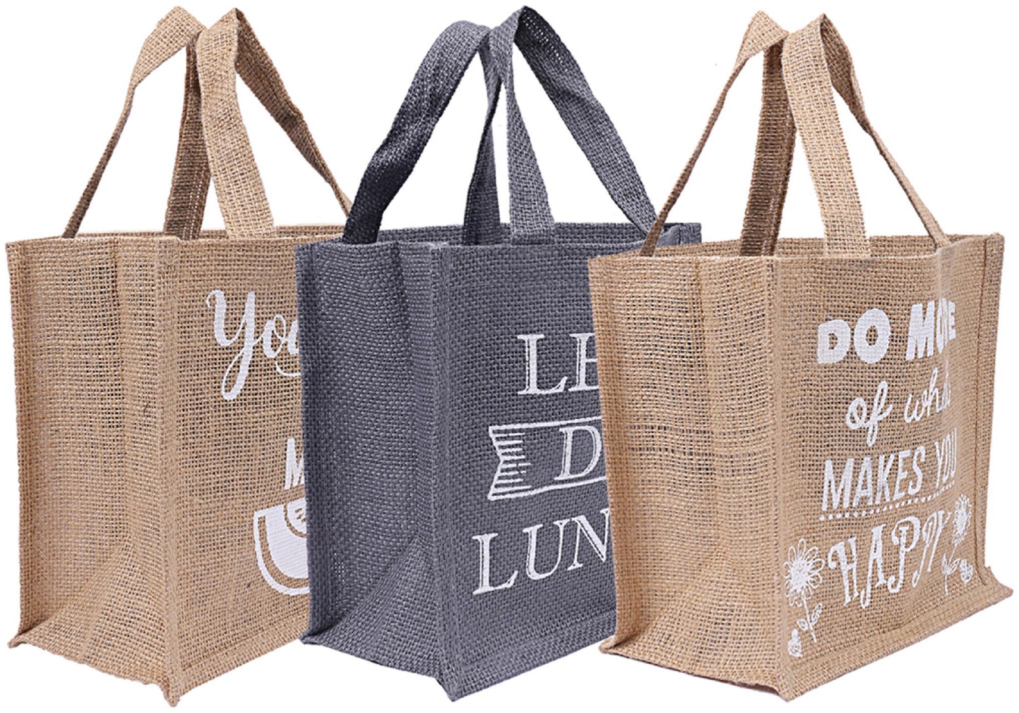 

Kuber Industries 3 pcs Men s and Women s Reusable Eco-Friendly Multipurpose Jute Hand Bag (Brown Grey) - CTHH11257