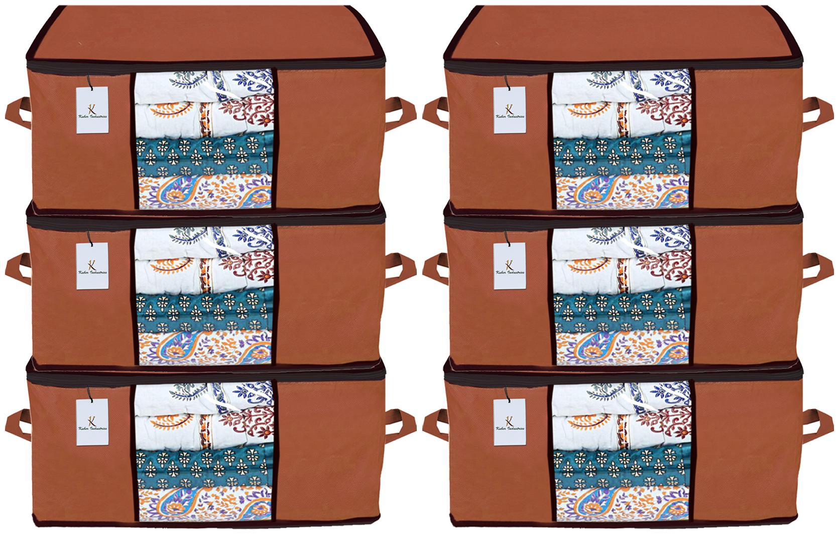 

Kuber Industries Underbed Storage Bag Storage Organiser Blanket Cover Set of 6 - Dark Brown Extra Large Size CTHH14317