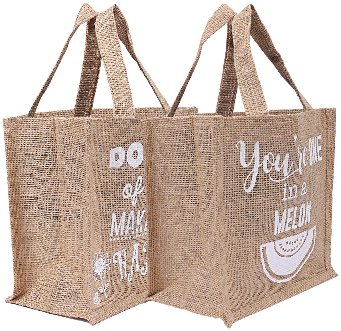 

Kuber Industries 2 pcs Men s and Women s Reusable Eco-Friendly Multipurpose Jute Hand Bag (Brown) - CTHH11253