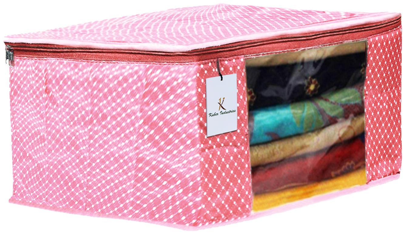 

Kuber Industries Polka Dots 1 pc Cotton 3 Layered Quilted Saree Cover (Peach) - CTHH14776