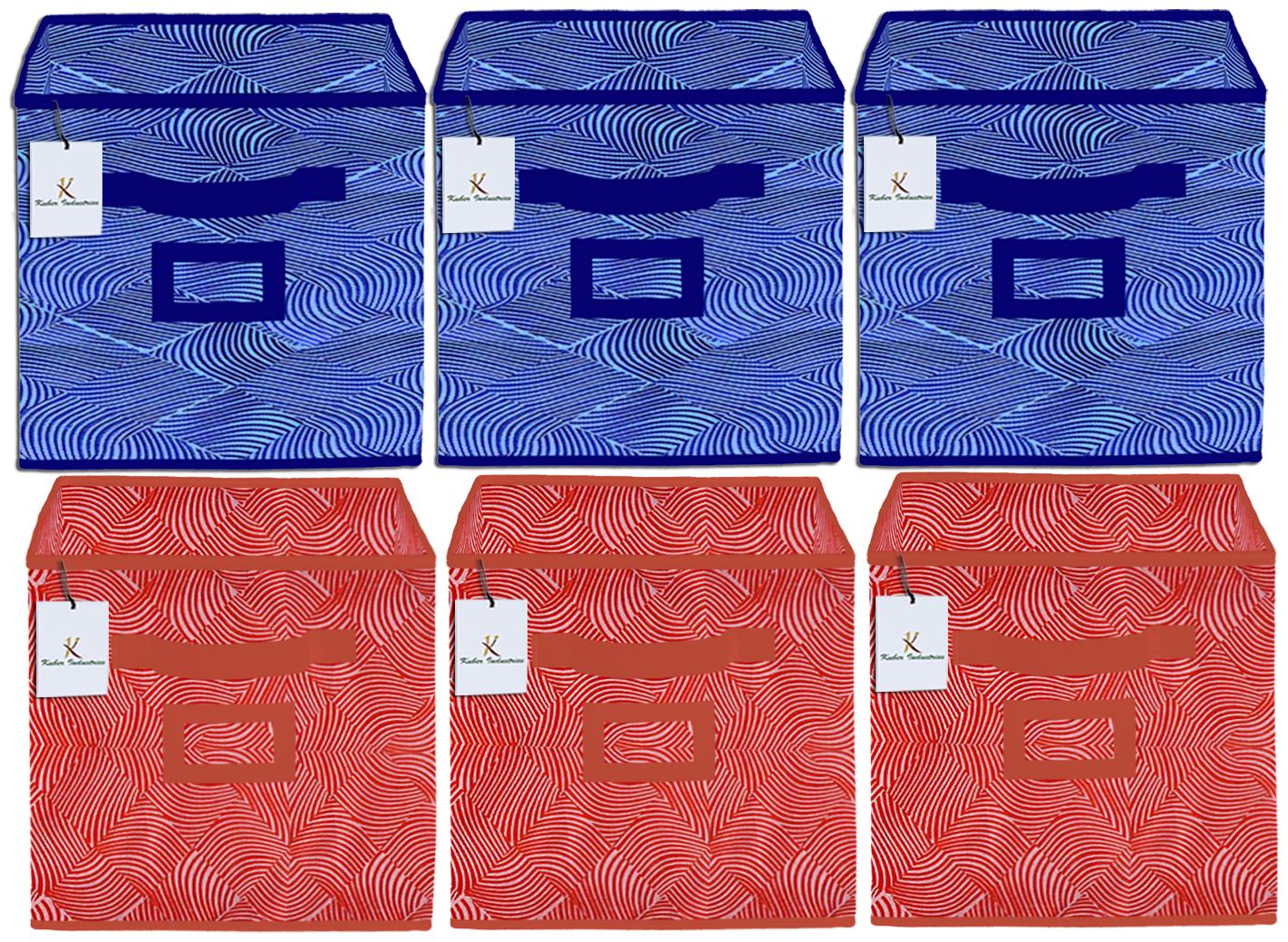 

Kuber Industries Laheriya Design Non Woven 6 pcs Large Foldable Storage Organiser Cubes Boxes (Blue Orange) - CTHH17150