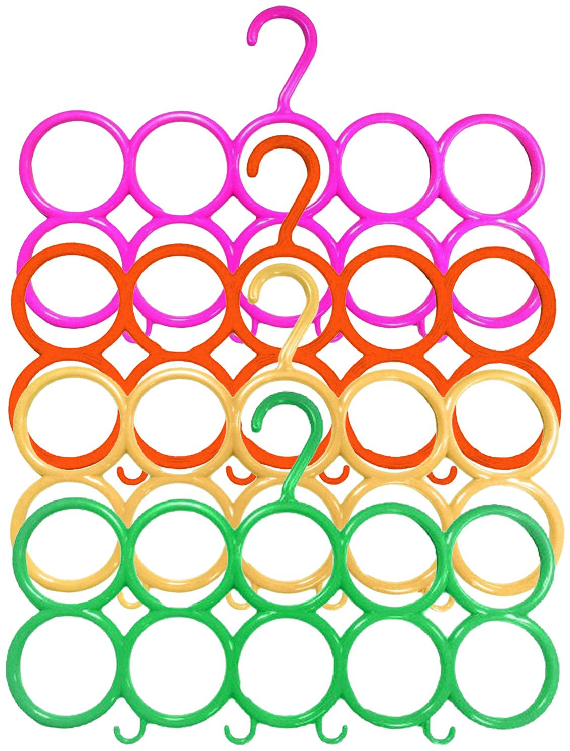 

Kuber Industries 10-Circle Plastic 4 Pieces Ring Hanger for Scarf Shawl Tie Belt Closet Accessory Wardrobe Organizer (MultiColor) - CTHH14521