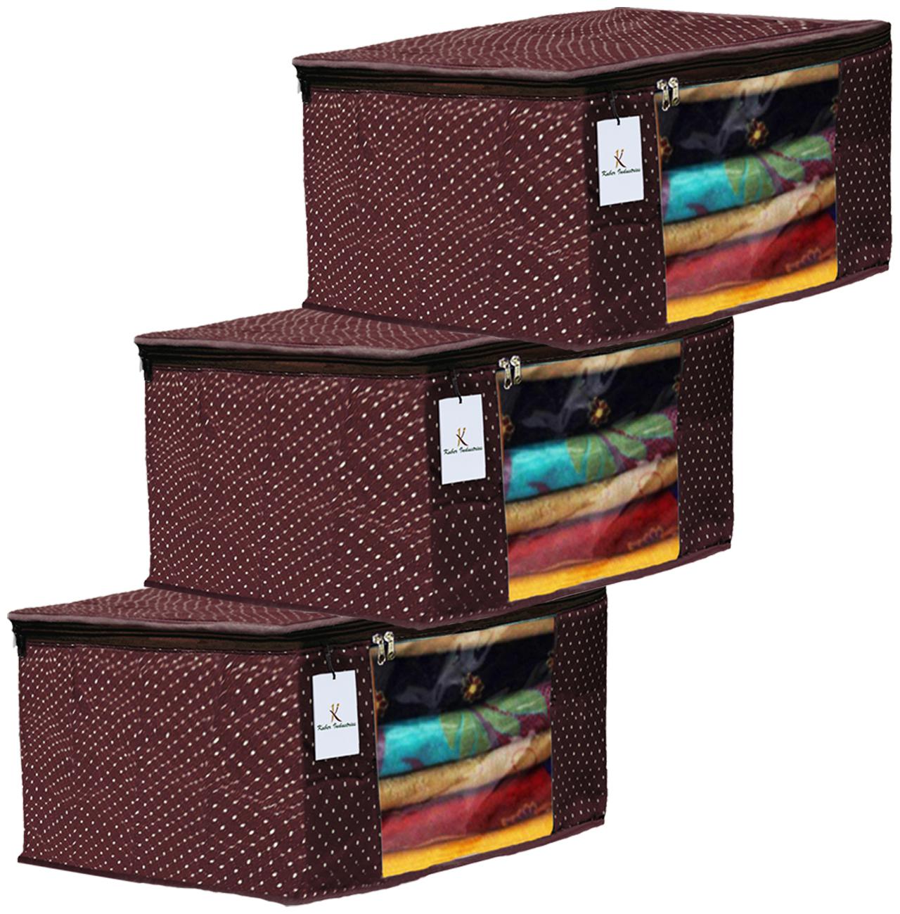 

Kuber Industries Polka Dots 3 pcs Cotton 3 Layered Quilted Saree Cover (Brown) - CTHH14773