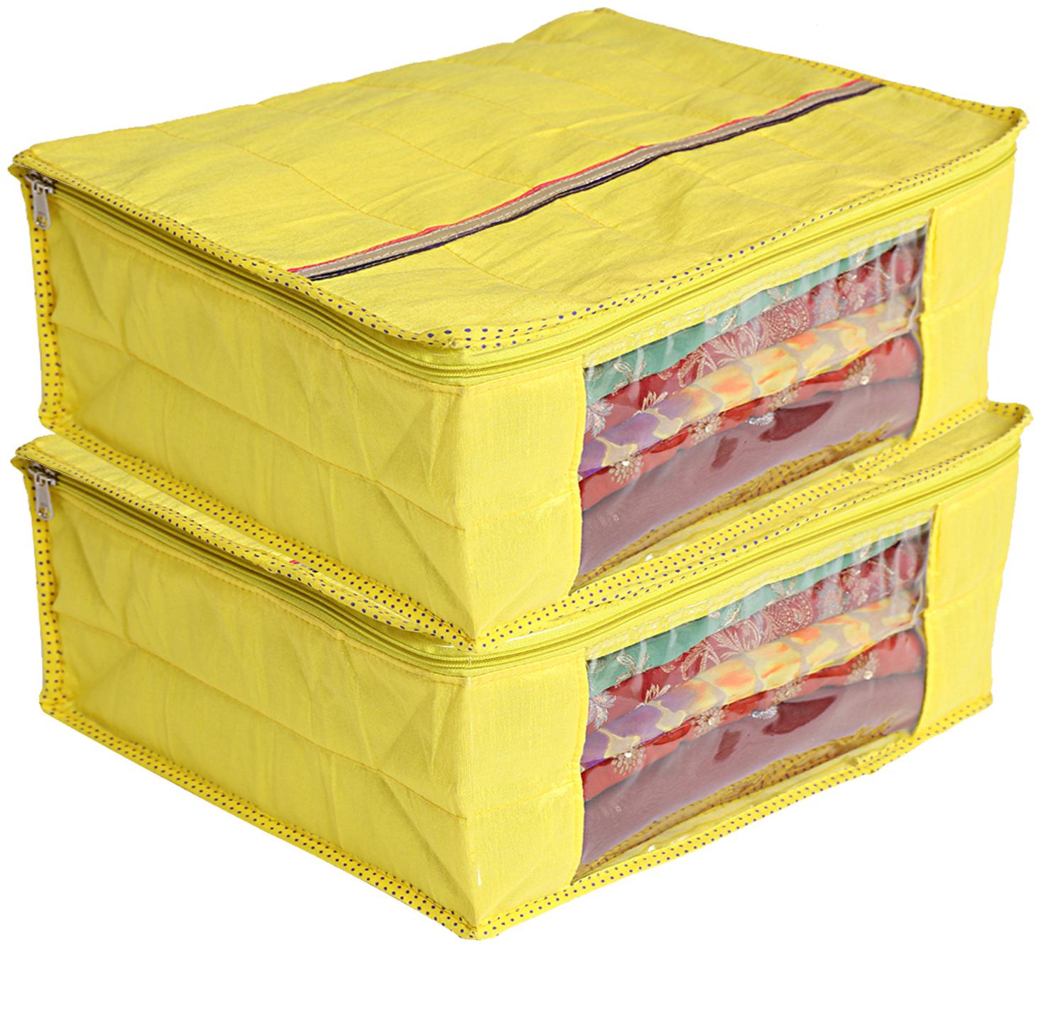 

Kuber Industries 2 Pieces Raw Silk Saree Cover Wardrobe Organizer (Yellow)- CTHH11497