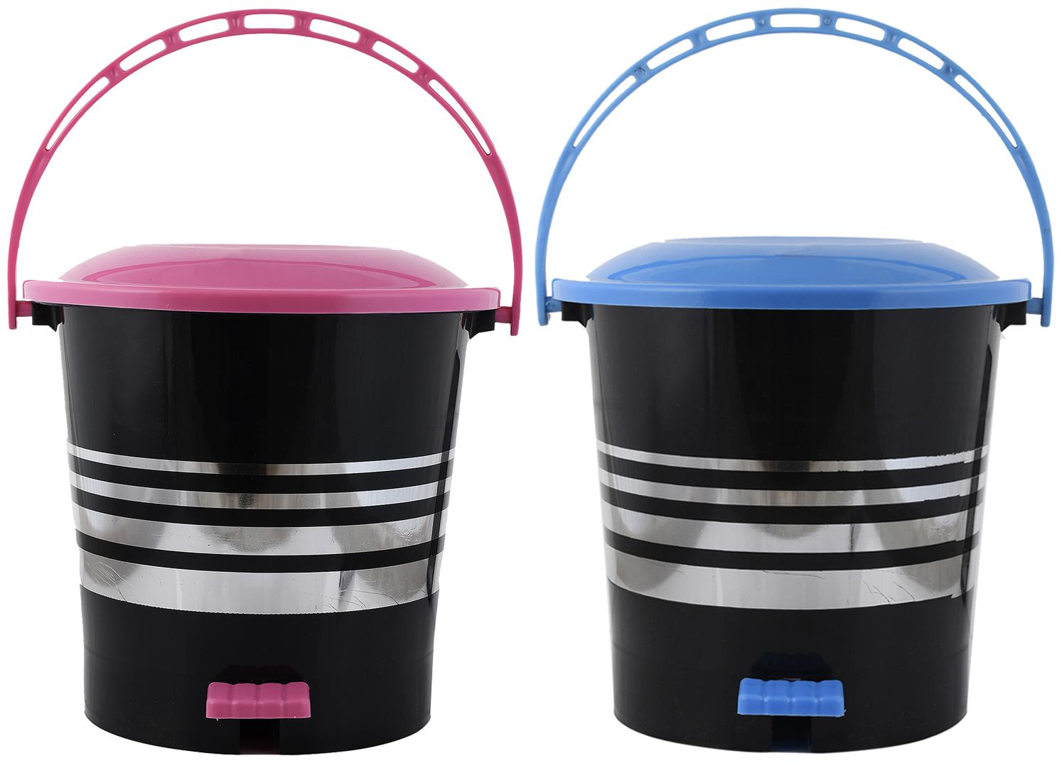 

Kuber Industries 2 pcs Plastic Dustbin Garbage Bin with Handle 10 L (Pink Blue) - CTHH17417