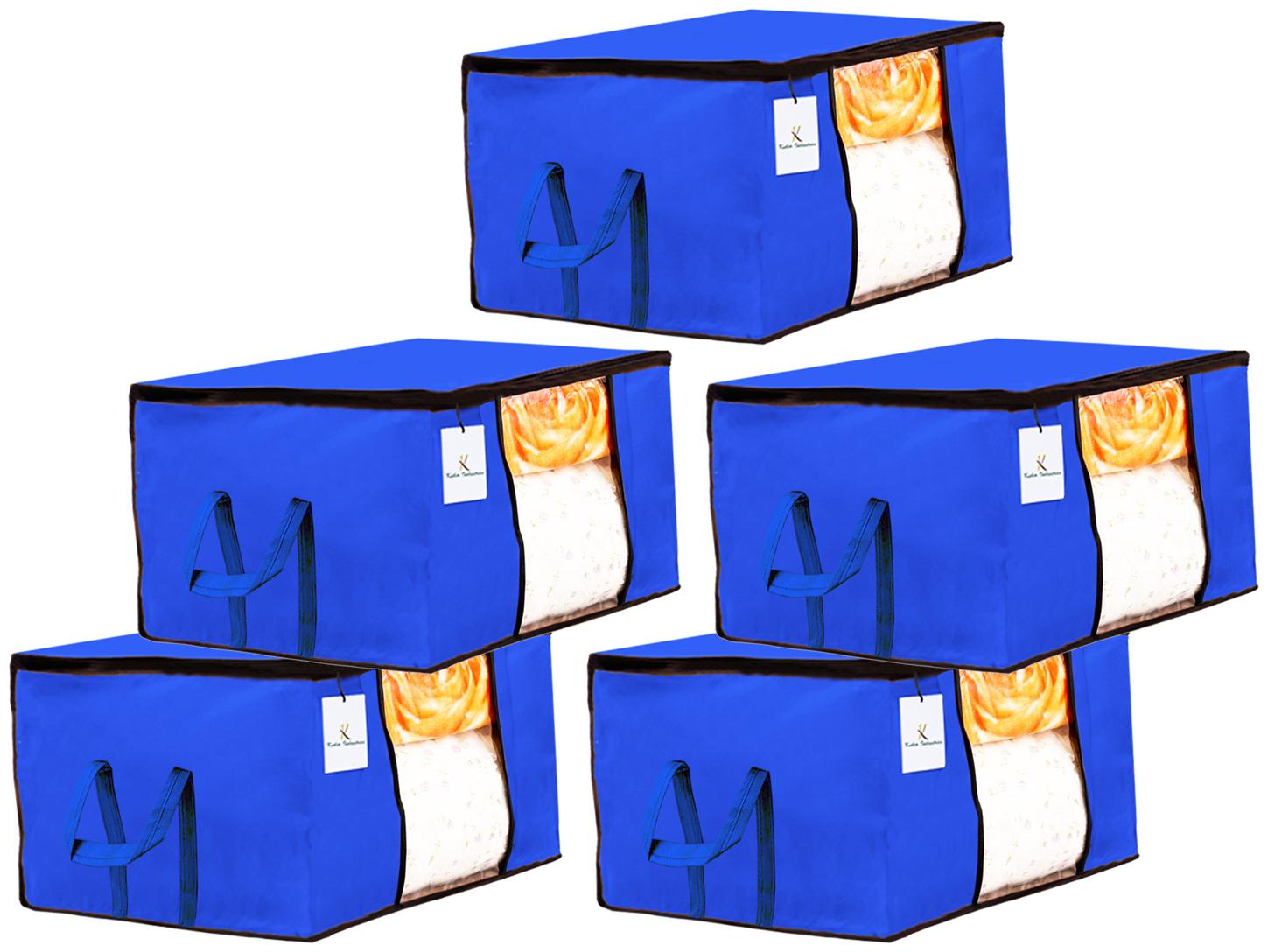 

Kuber Industries Underbed Storage Bag Storage Organiser Blanket Cover Set of 5 - Royal Blue Extra Large Size CTHH14207