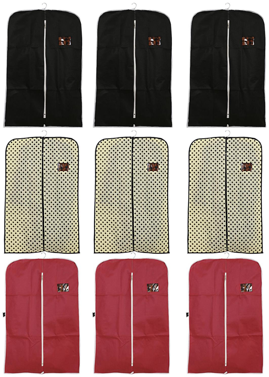 

Kuber Industries 9 pcs Non Woven Coat Blazer Cover (Black Maroon Cream) CTHH10169