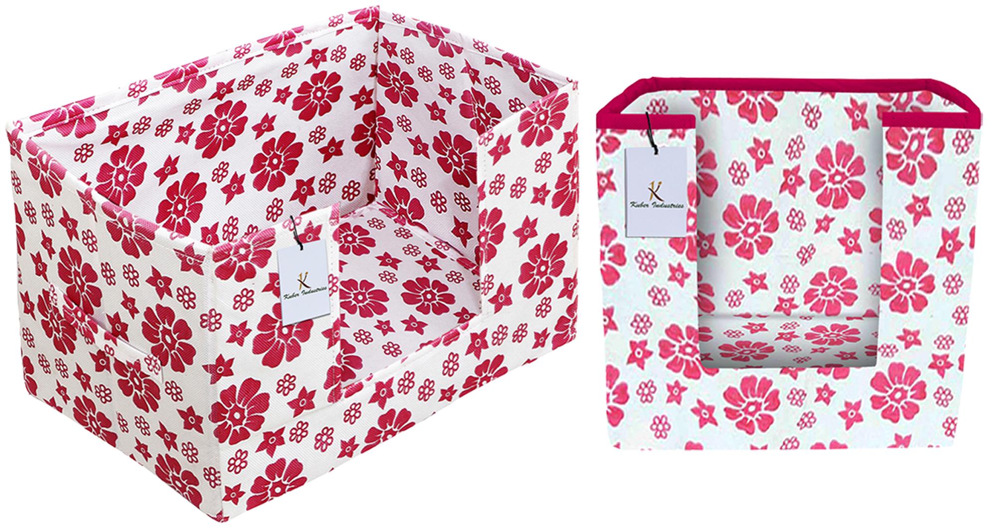 

Kuber Industries Flower Printed Non Woven 1 pc Shirt Stacker And 1 pc Foldable Rectangle Cloth Saree Stacker Cloth Wardrobe Organizer Cloth Wardrobe Organizer (Pink) - CTHH17567