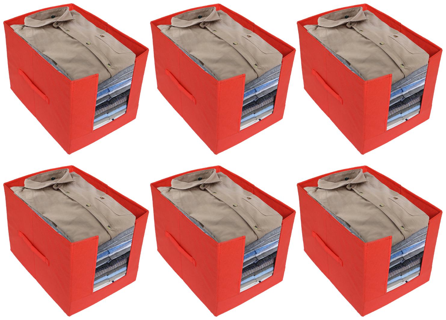 

Kuber Industries Non-Woven 6 pcs Shirt Stacker Wardrobe Organizer (Red) CTHH11806