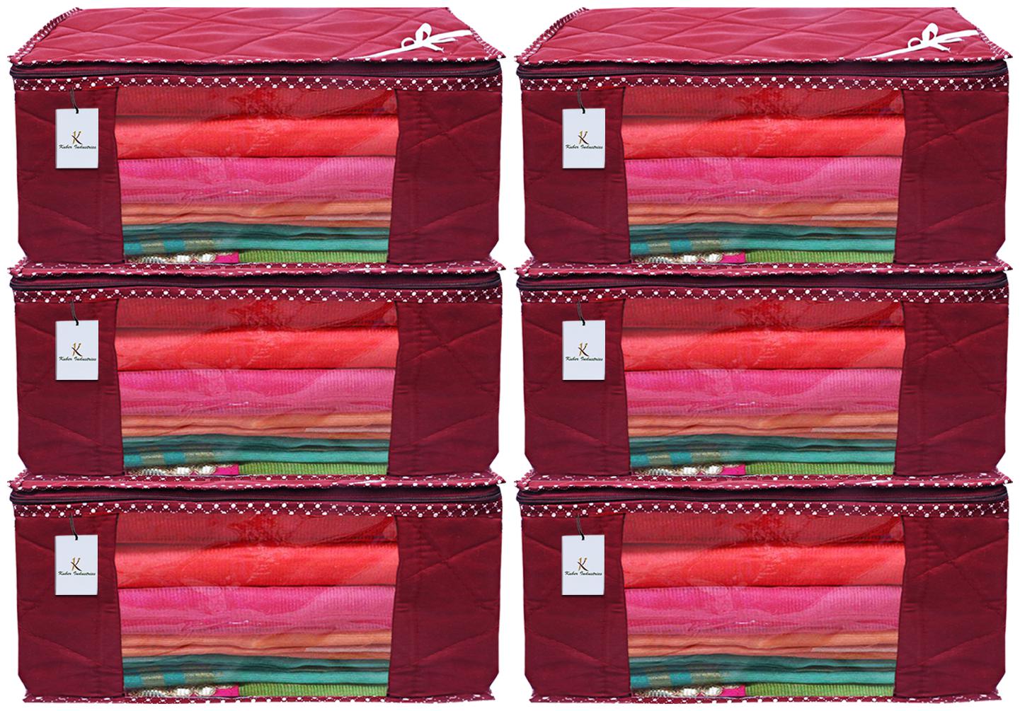 

Kuber Industries 3 Layered Quilted 6 Pieces Cotton Saree Cover Set (Maroon) - CTHH13739
