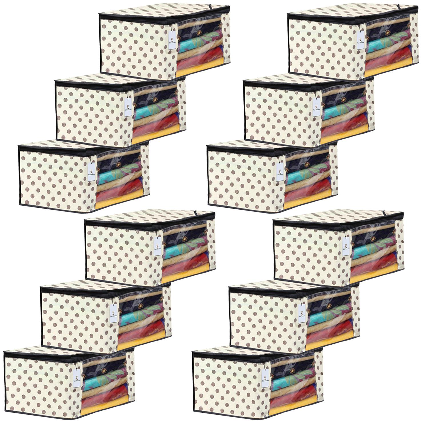 

Kuber Industries Polka Dot Design 12 pc Non Woven Fabric Saree Cover Set with Transparent Window Extra Large Ivory- CTHH16158