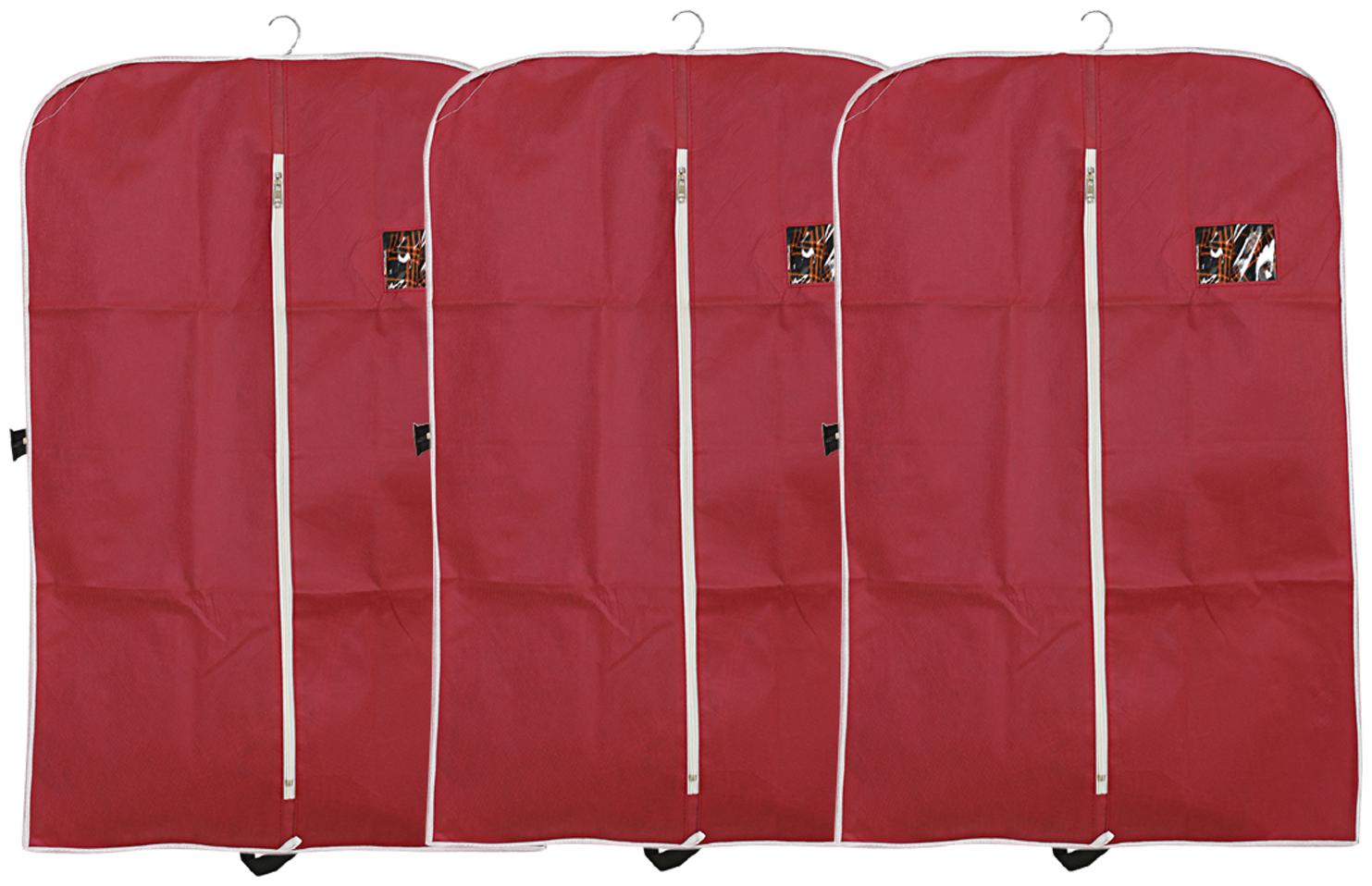 

Kuber Industries 3 pcs Non Woven Coat Blazer Cover (Maroon) CTHH10113
