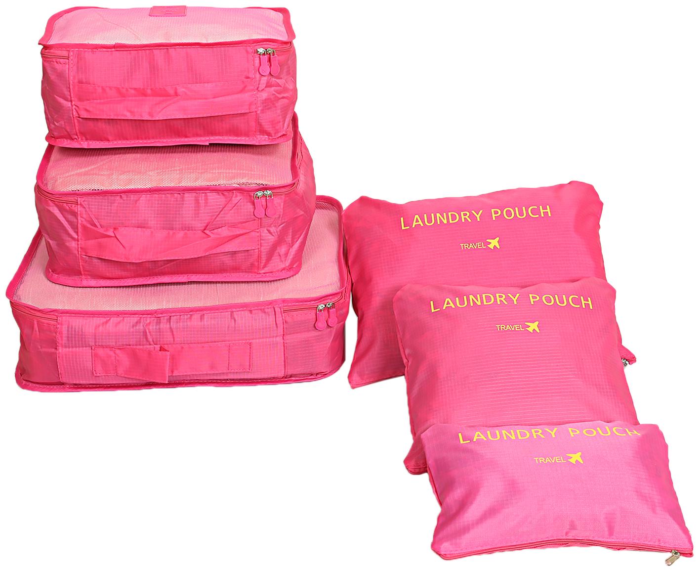 

Kuber Industries Nylon Pink Laundry Basket ( Set of 6 )