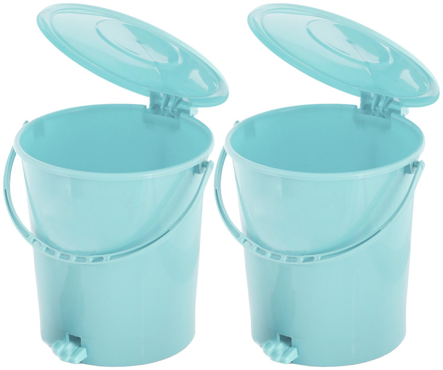 

Kuber Industries 2 pcs Plastic Dustbin Garbage Bin with Handle 10 L (Light Green) - CTHH16374