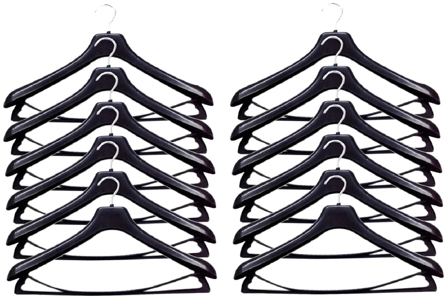 

Kuber Industries Plastic 12 pcs Hangers for Wardrobe 17 Inches 44x17x6 CM-(Black) CTHH10194