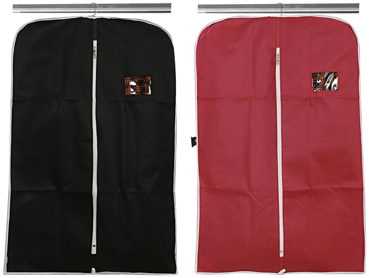 

Kuber Industries 2 pcs Non Woven Coat Blazer Cover (Black Maroon) CTHH10149