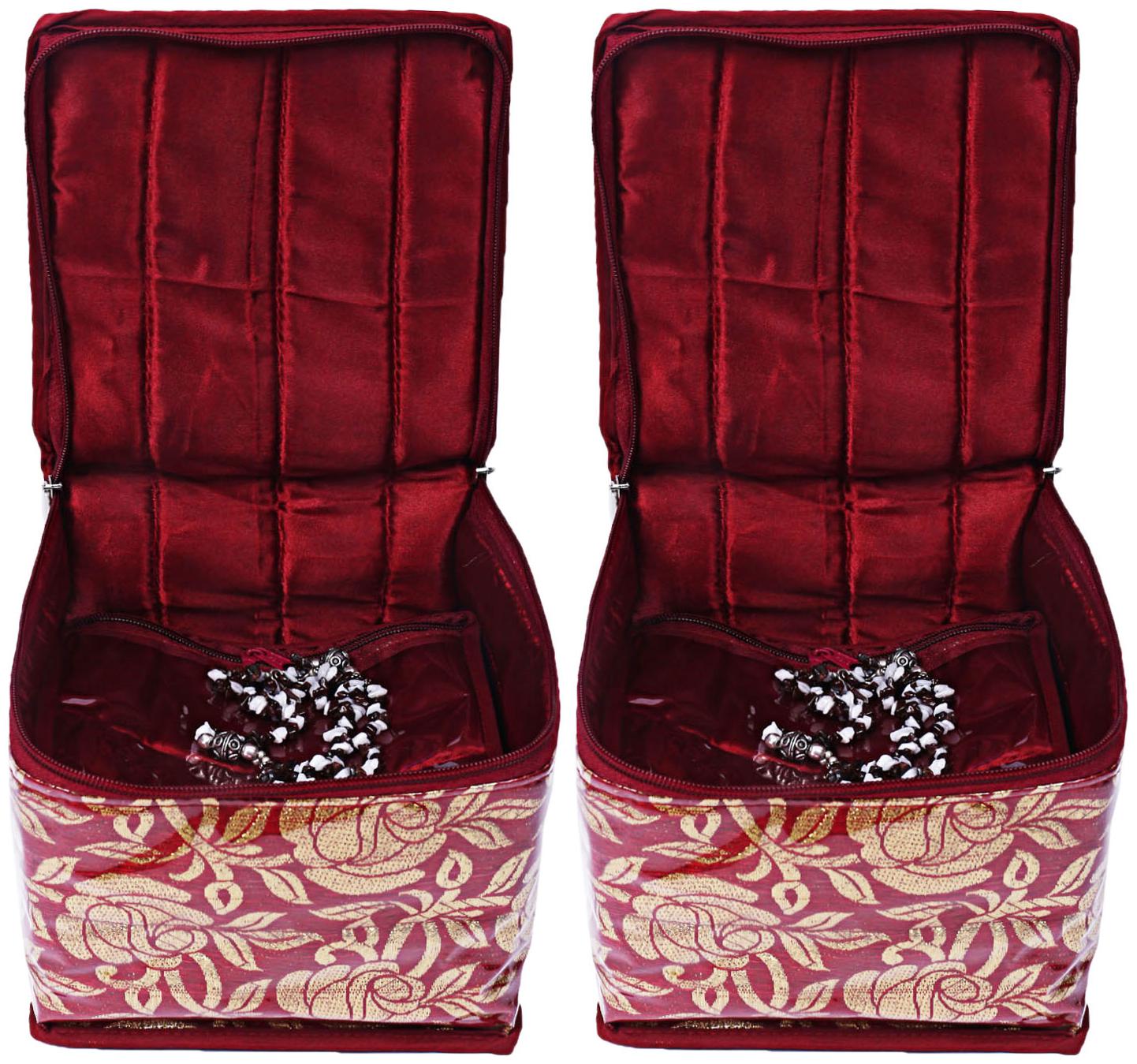 

Kuber Industries Brocade 2 Piece Jewellery Box Organizer with 10 Pouch - CTHH22457