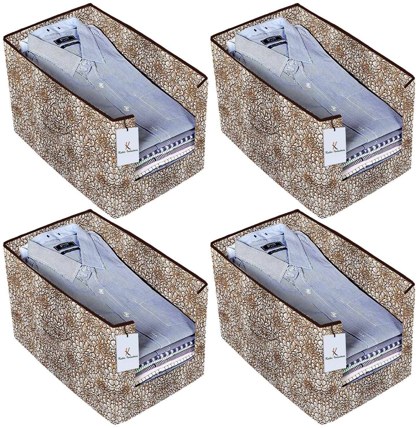 

Kuber Industries Metalic Printed 4 pc Non Woven Shirt Stacker Wardrobe Organizer Set (Golden Brown) - CTHH16614