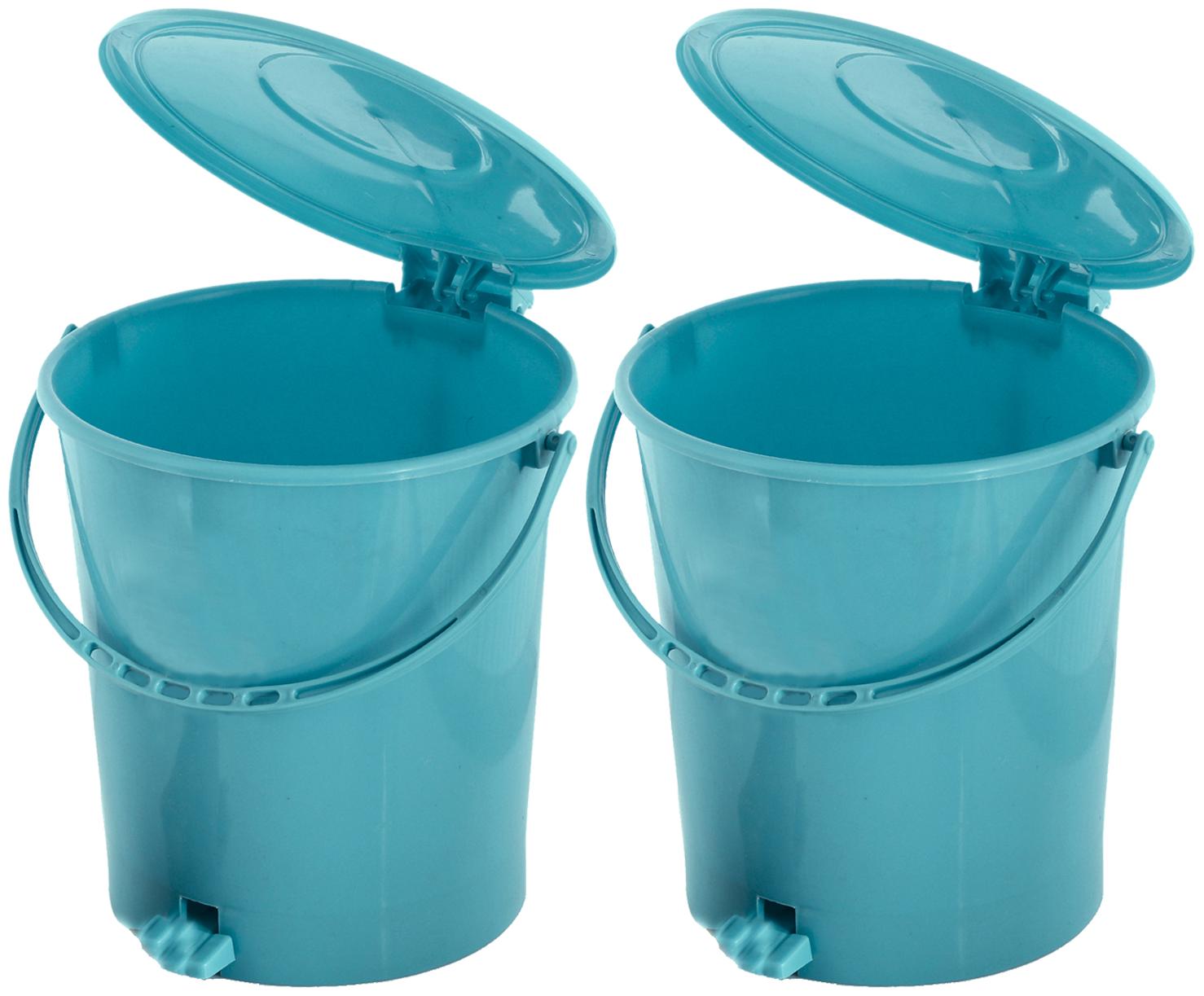 

Kuber Industries 2 pcs Plastic Dustbin Garbage Bin with Handle 10 L (Green) - CTHH16367