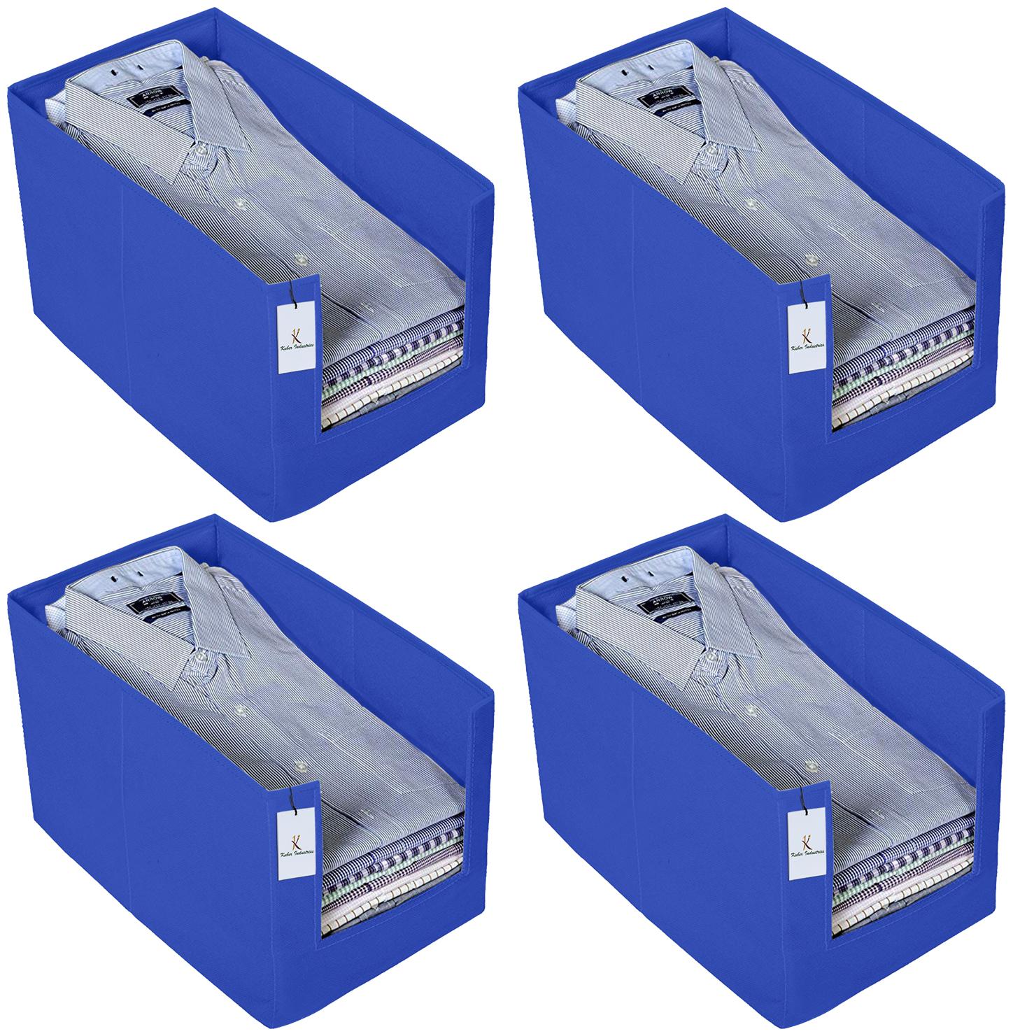 

Kuber Industries 4 pc Non Woven Shirt Stacker Wardrobe Organizer Set Blue- CTHH16209