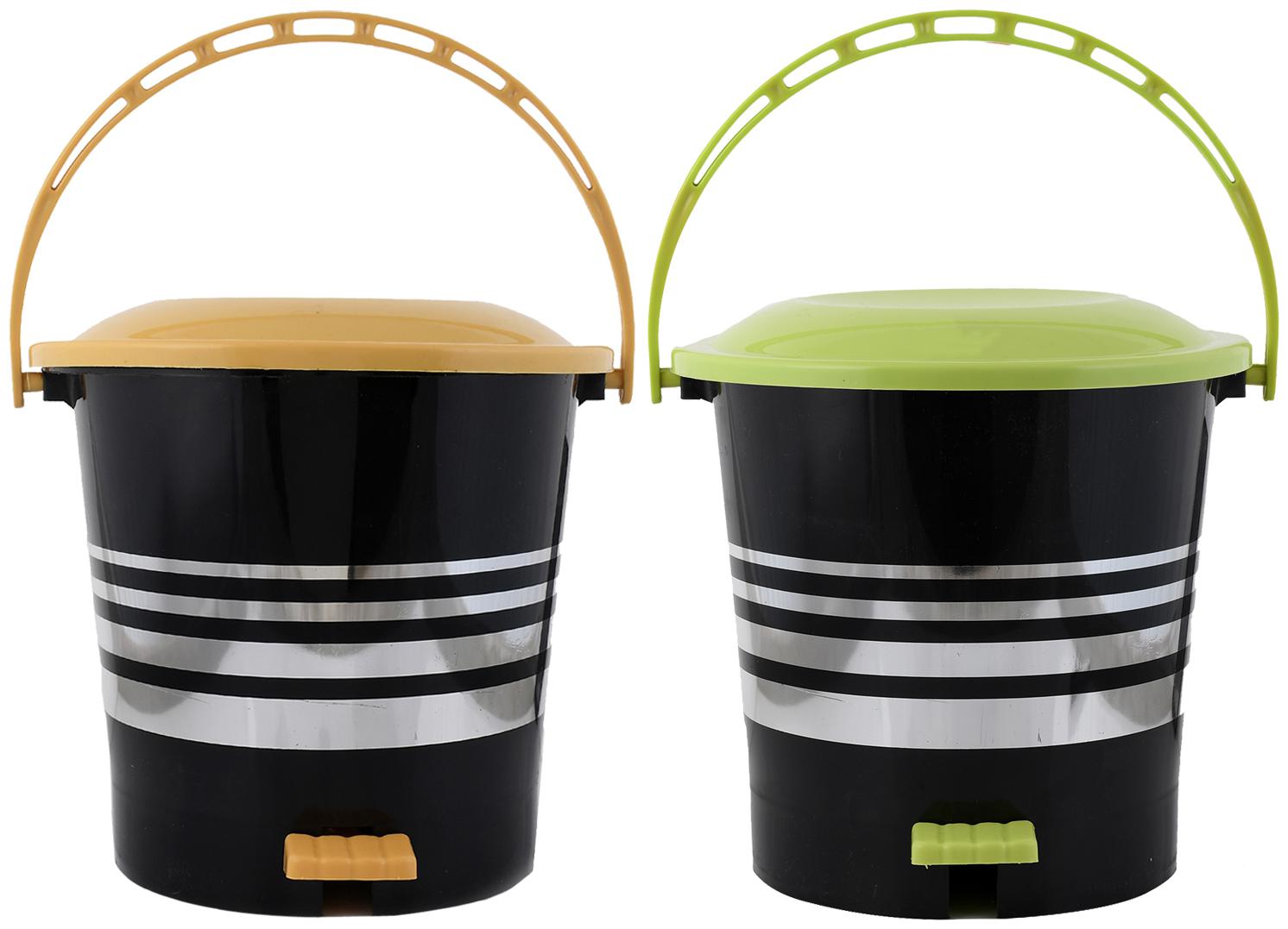 

Kuber Industries 2 pcs Plastic Dustbin Garbage Bin with Handle 5 L (Yellow Green) - CTHH17373